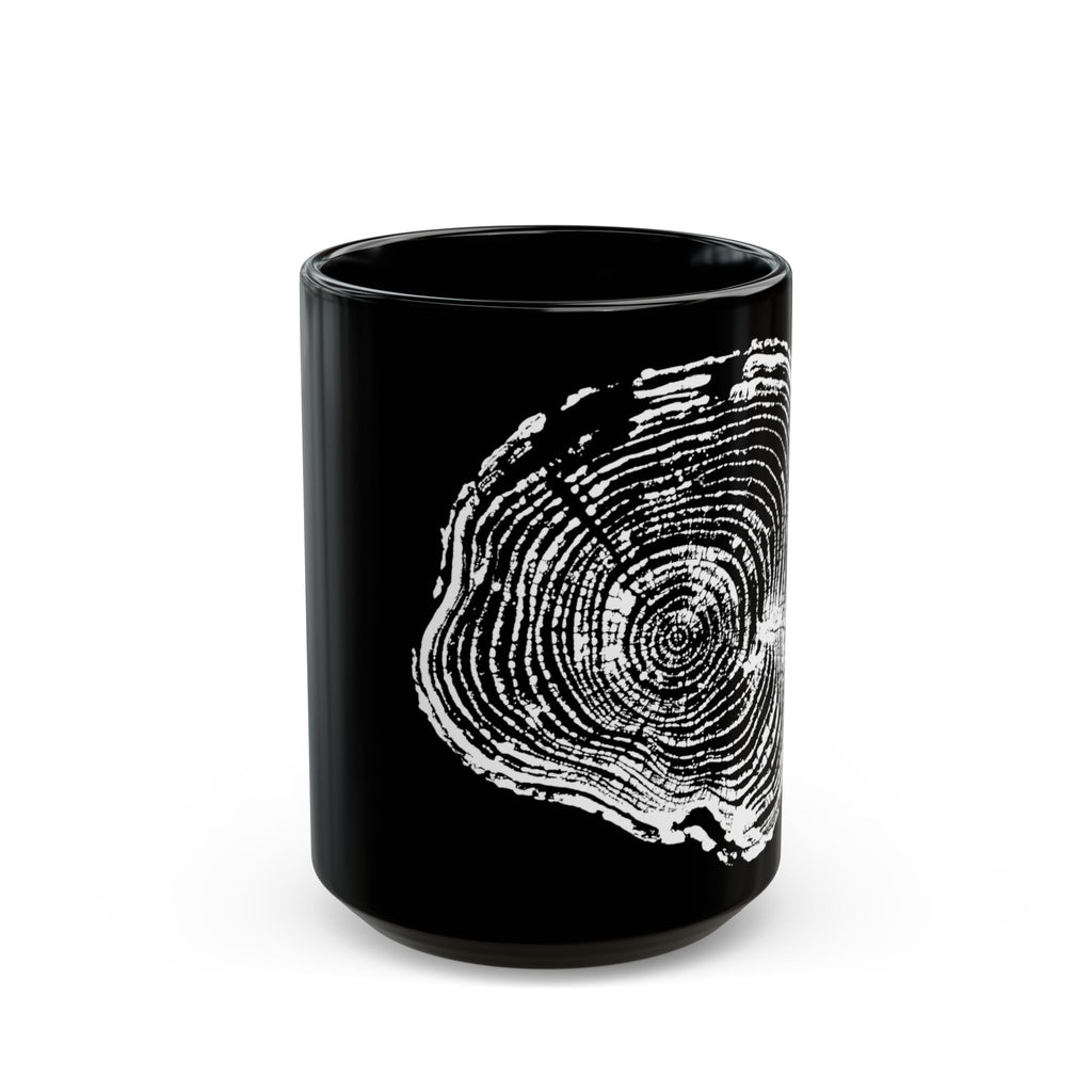 Cottonwood Tree Ring Print Black Ceramic Mug #0405