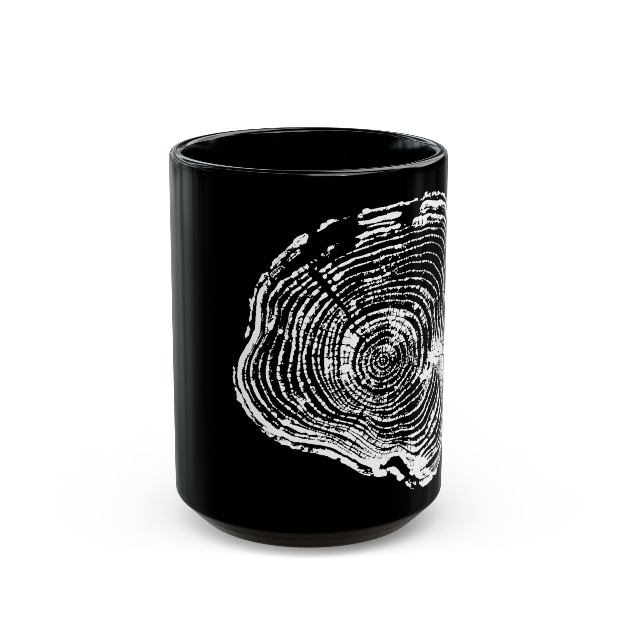 Cottonwood Tree Ring Print Black Ceramic Mug #0405