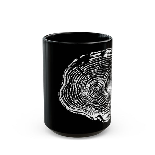 Cottonwood Tree Ring Print Black Ceramic Mug #0405