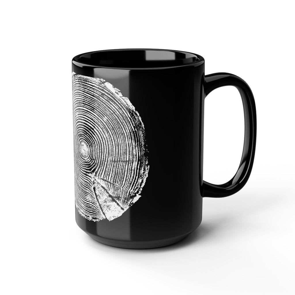 Hemlock Tree Ring Print Black Ceramic Mug #0410