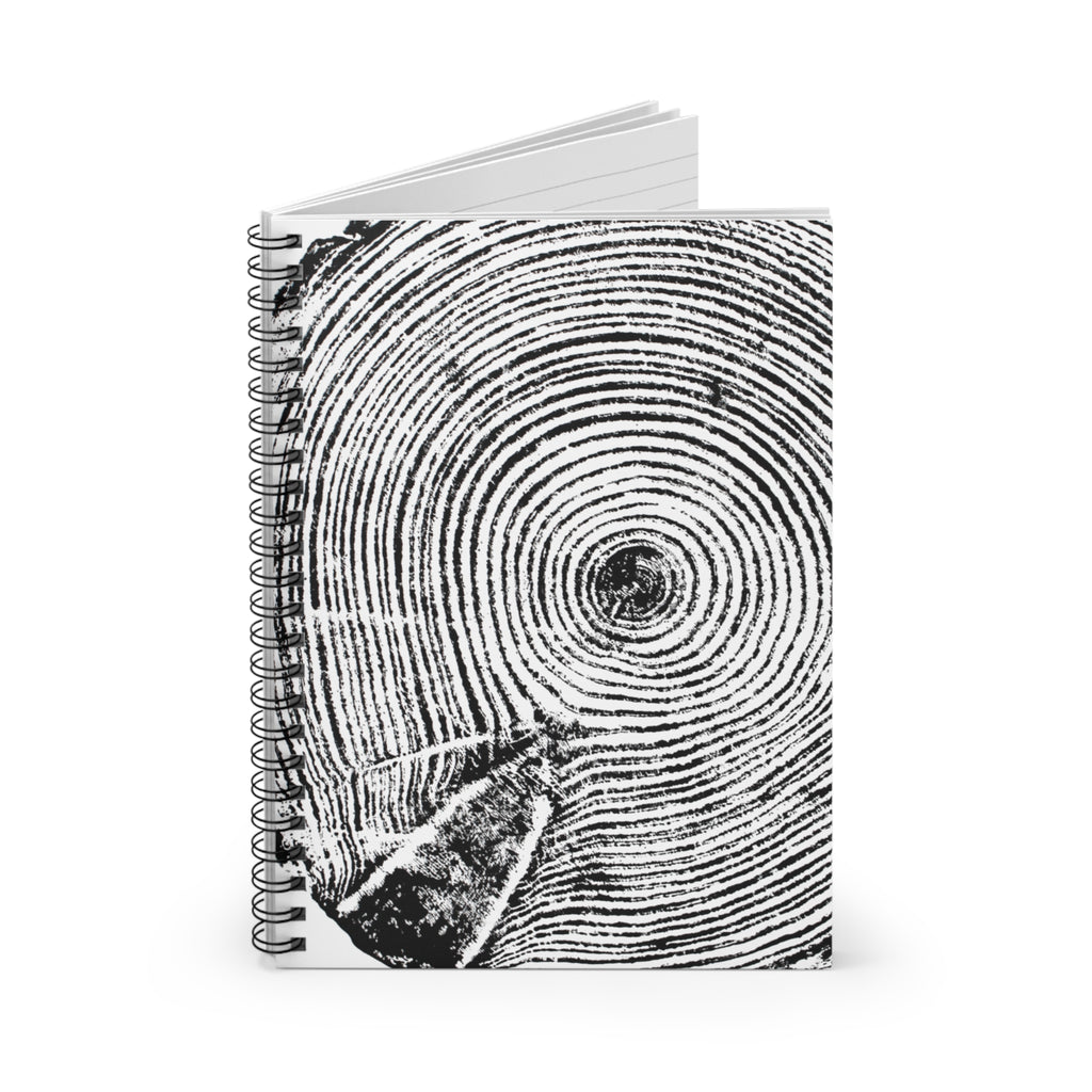 Woodcut Tree Ring Spiral Notebook #0409