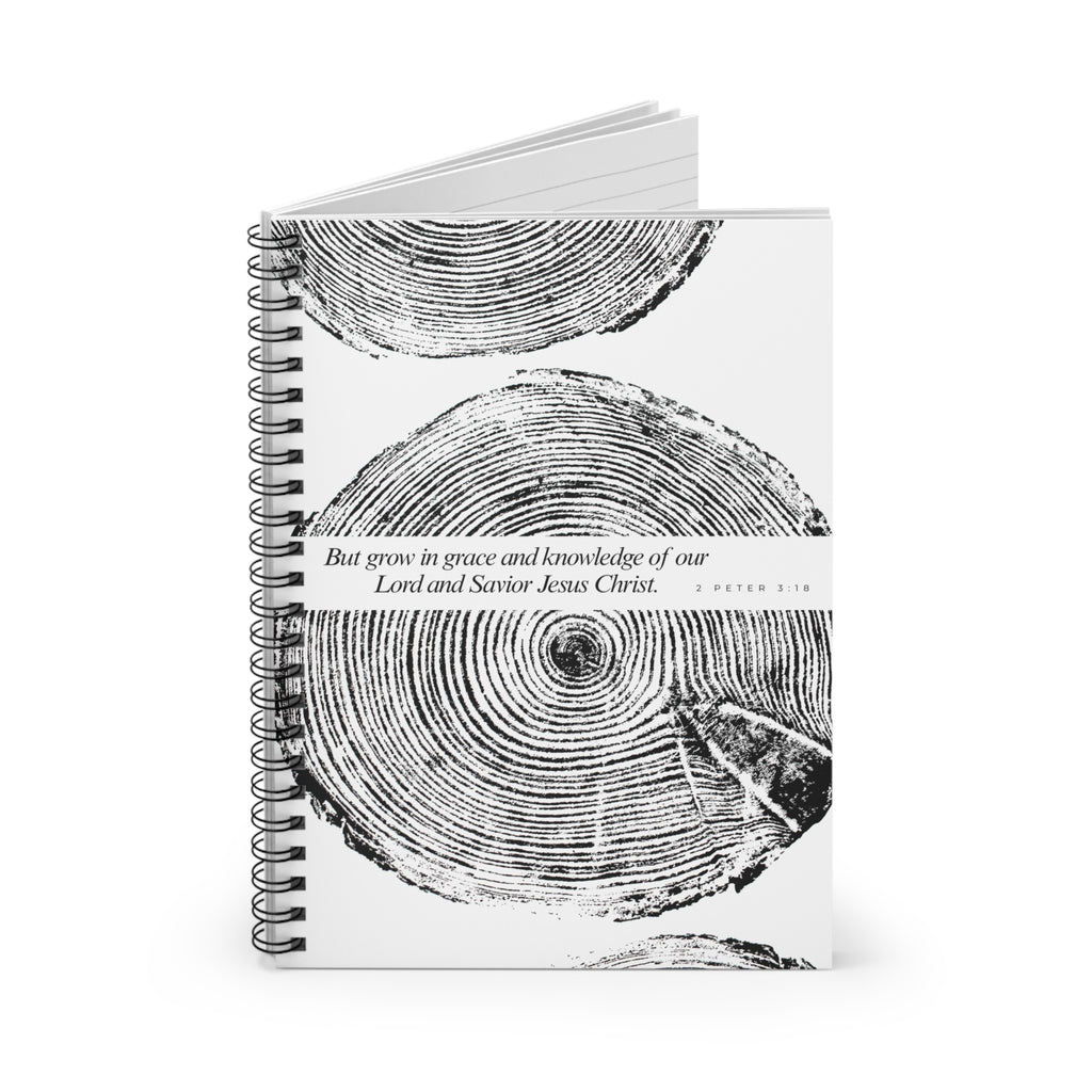 Woodcut Tree Ring Spiral Notebook 2 Peter 3:18 #0410