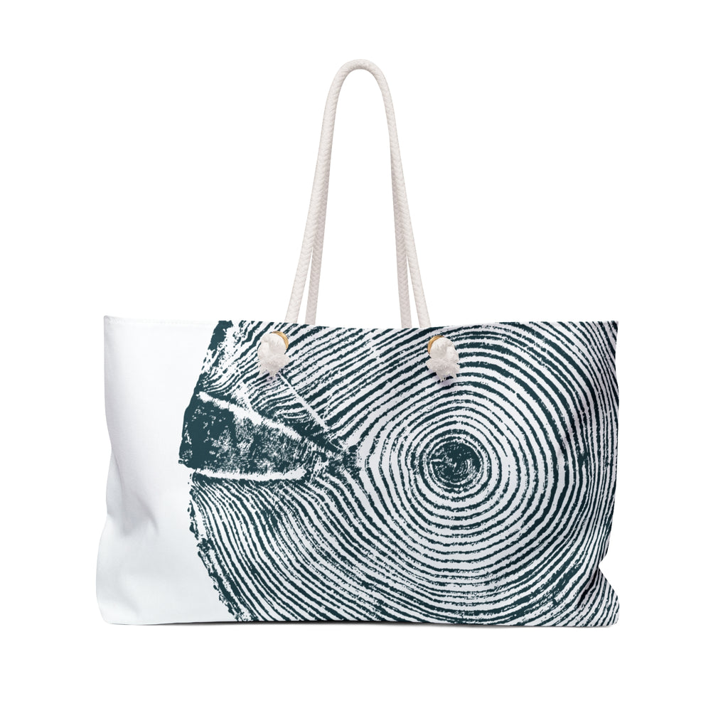 Hemlock Tree Ring Weekender Bag Teal Blue Abyss