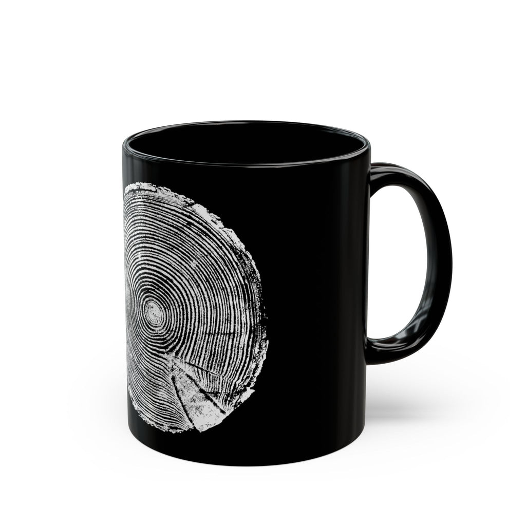 Hemlock Tree Ring Print Black Ceramic Mug #0410