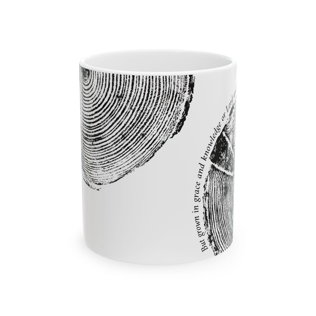 Woodcut Print Ceramic Mug 2 Peter 3:18 #0410 (11oz | 15oz)