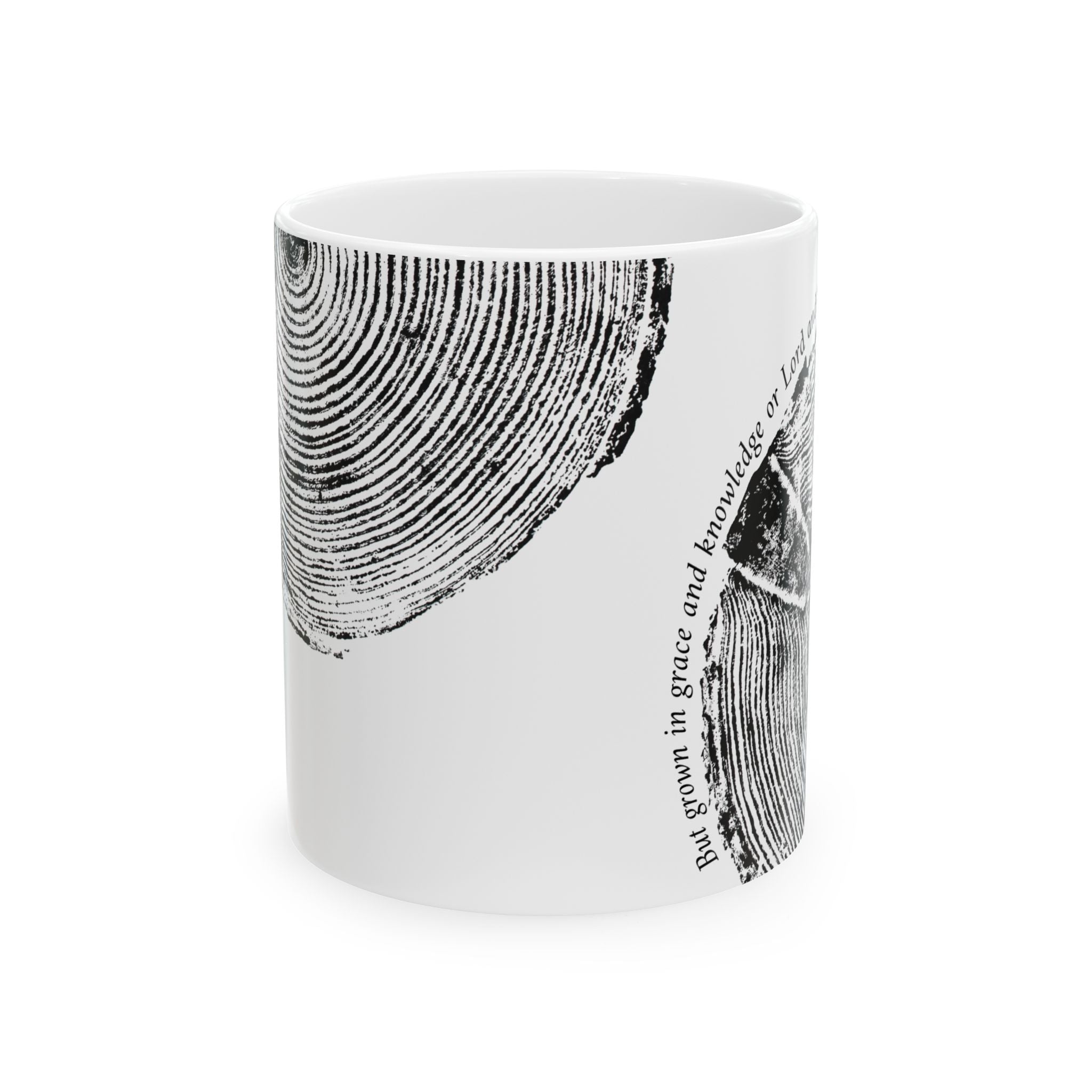 Woodcut Print Ceramic Mug 2 Peter 3:18 #0410 (11oz | 15oz)