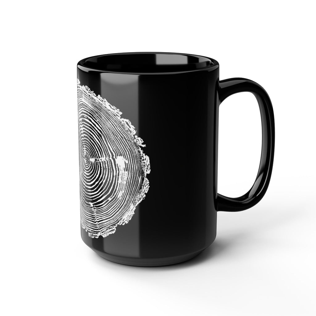 Fir Tree Ring Print Black Ceramic Mug #6772