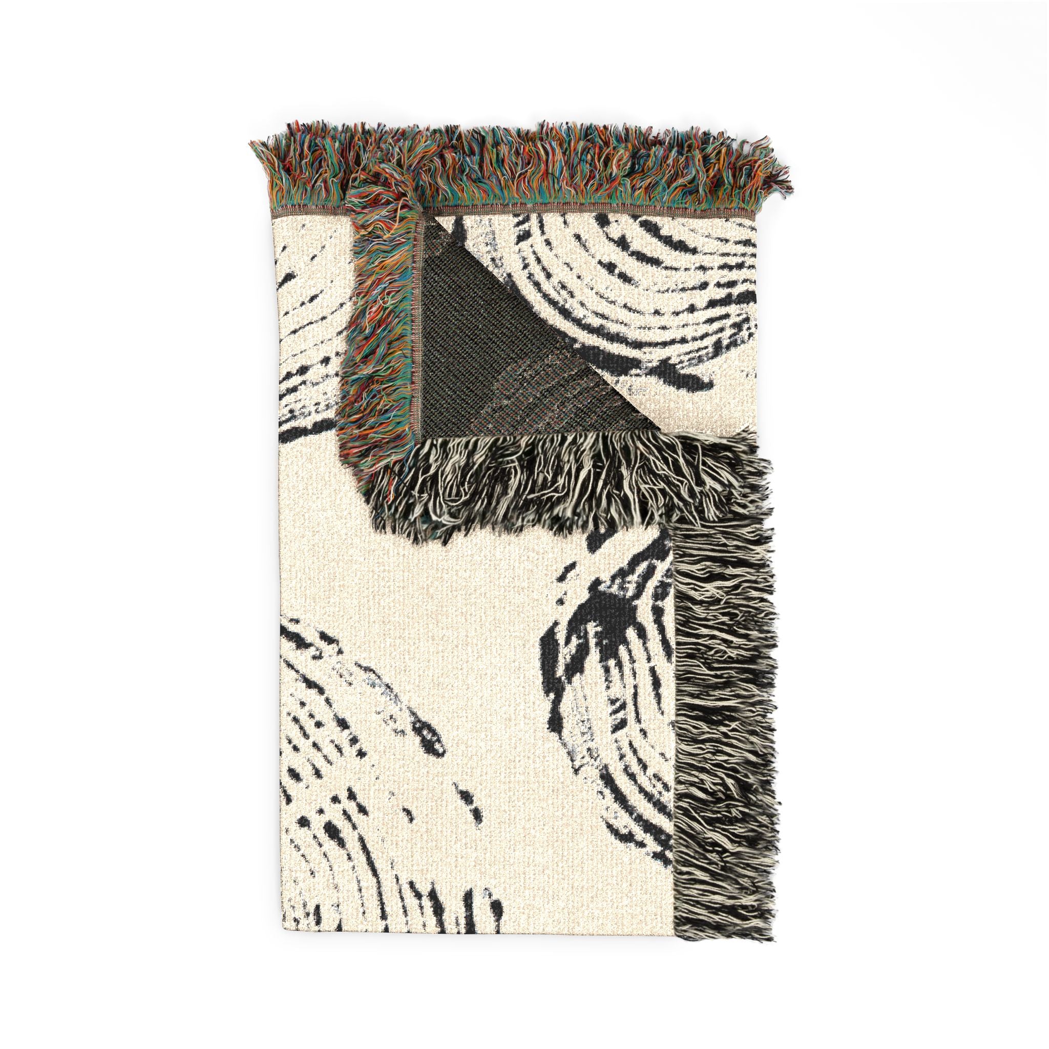Woodcut Relief Print Woven Blanket #0403