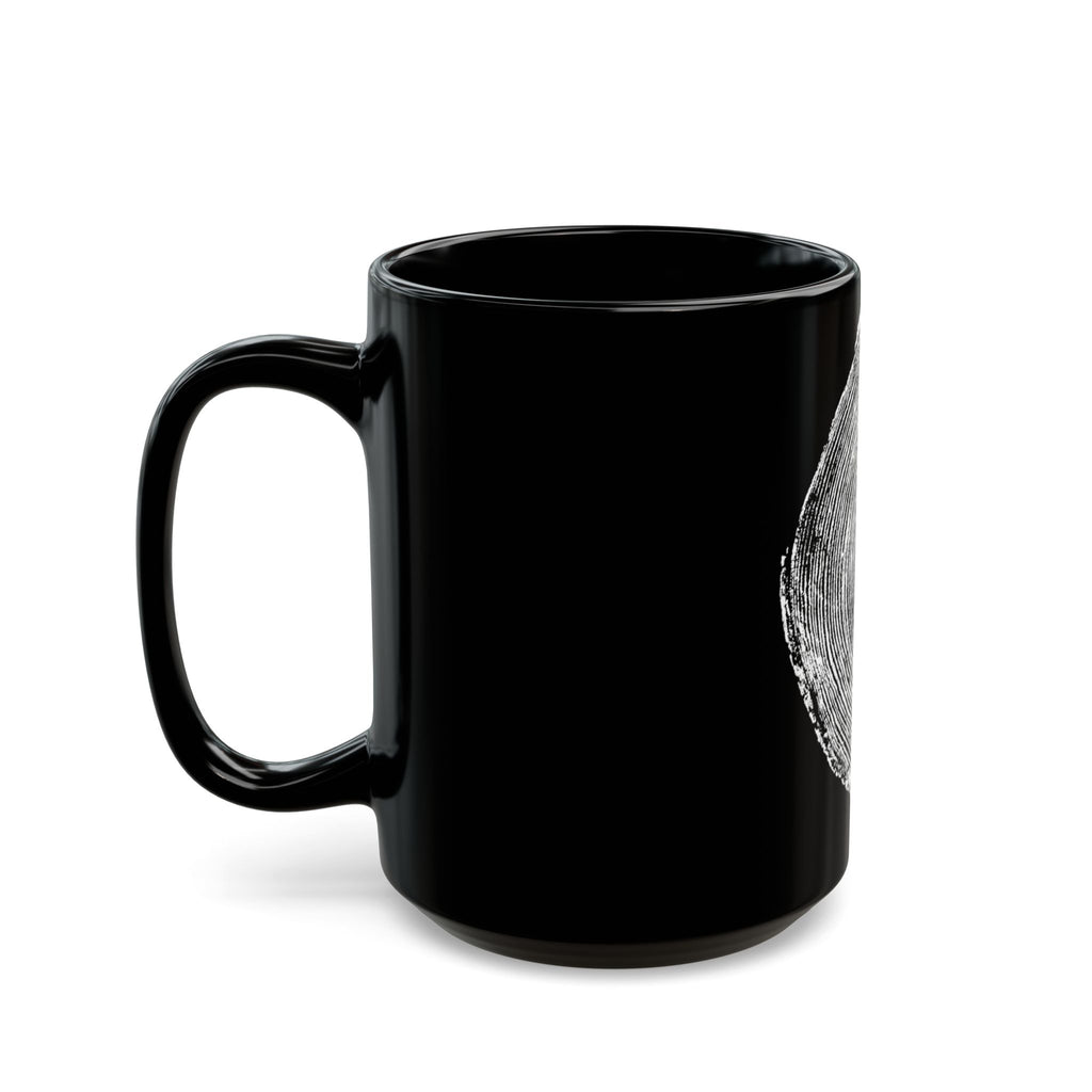 Hemlock Tree Ring Print Black Ceramic Mug #0410