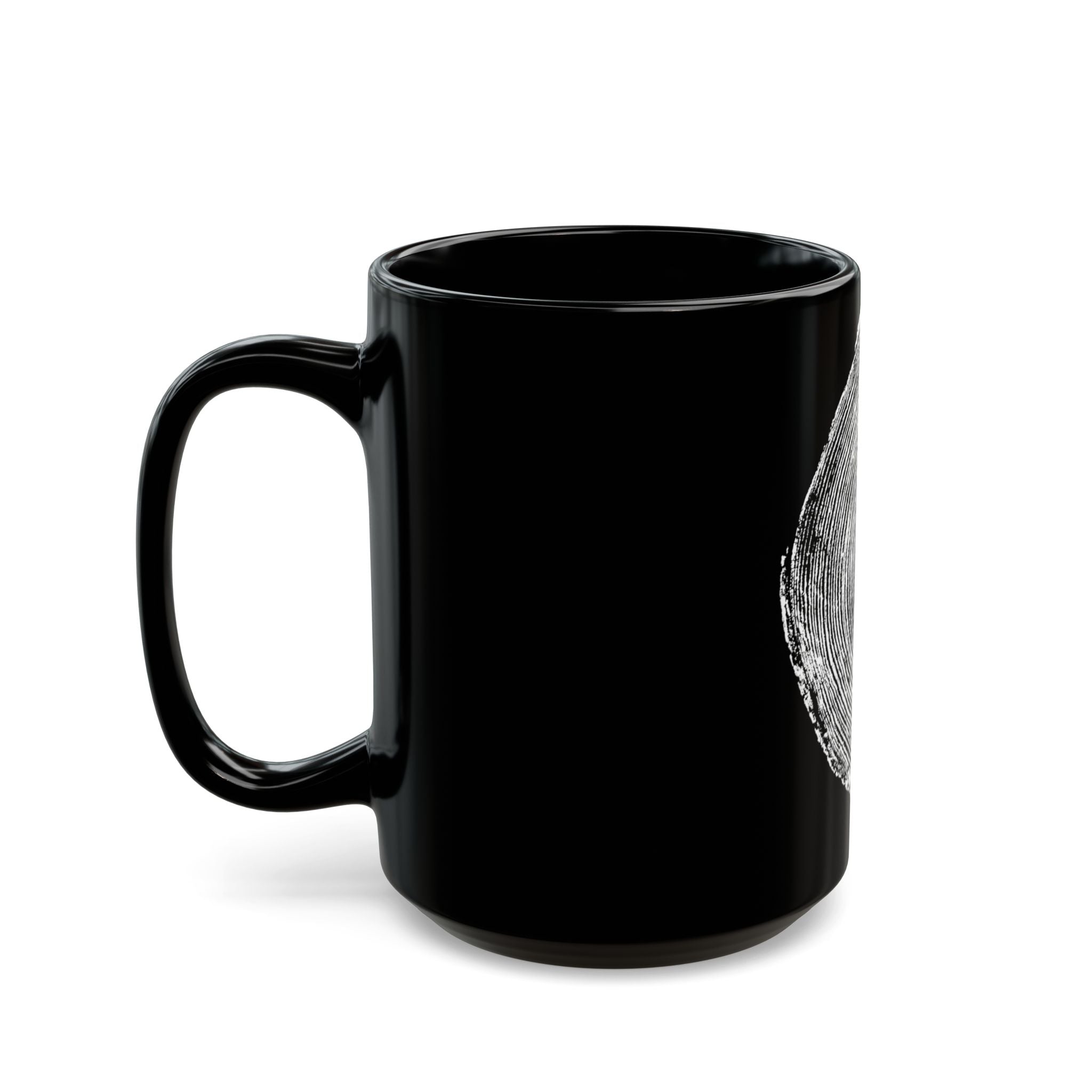 Hemlock Tree Ring Print Black Ceramic Mug #0410
