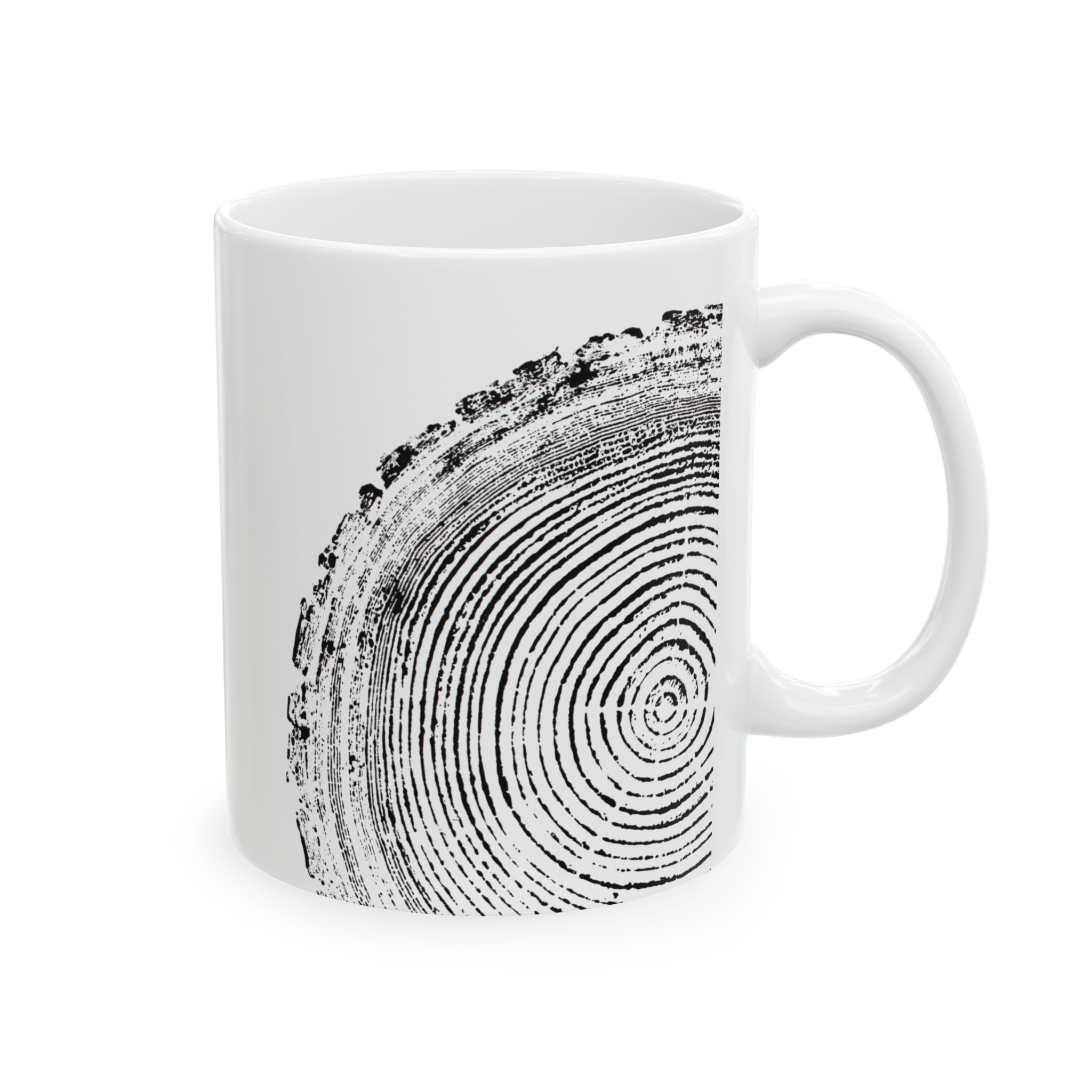 Woodcut Tree Ring Print Ceramic Mug #0398