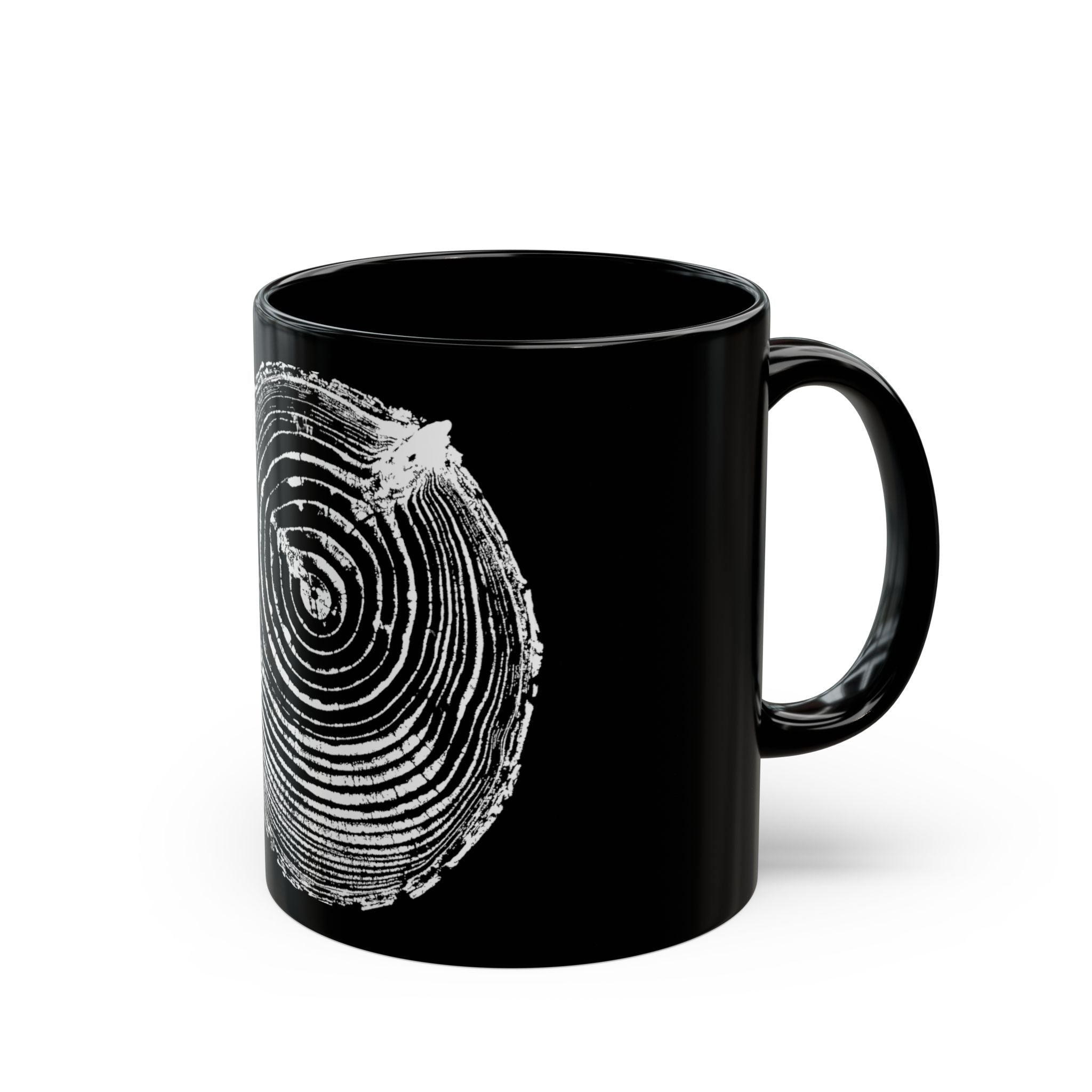 Cottonwood Tree Ring Print Black Ceramic Mug #6770