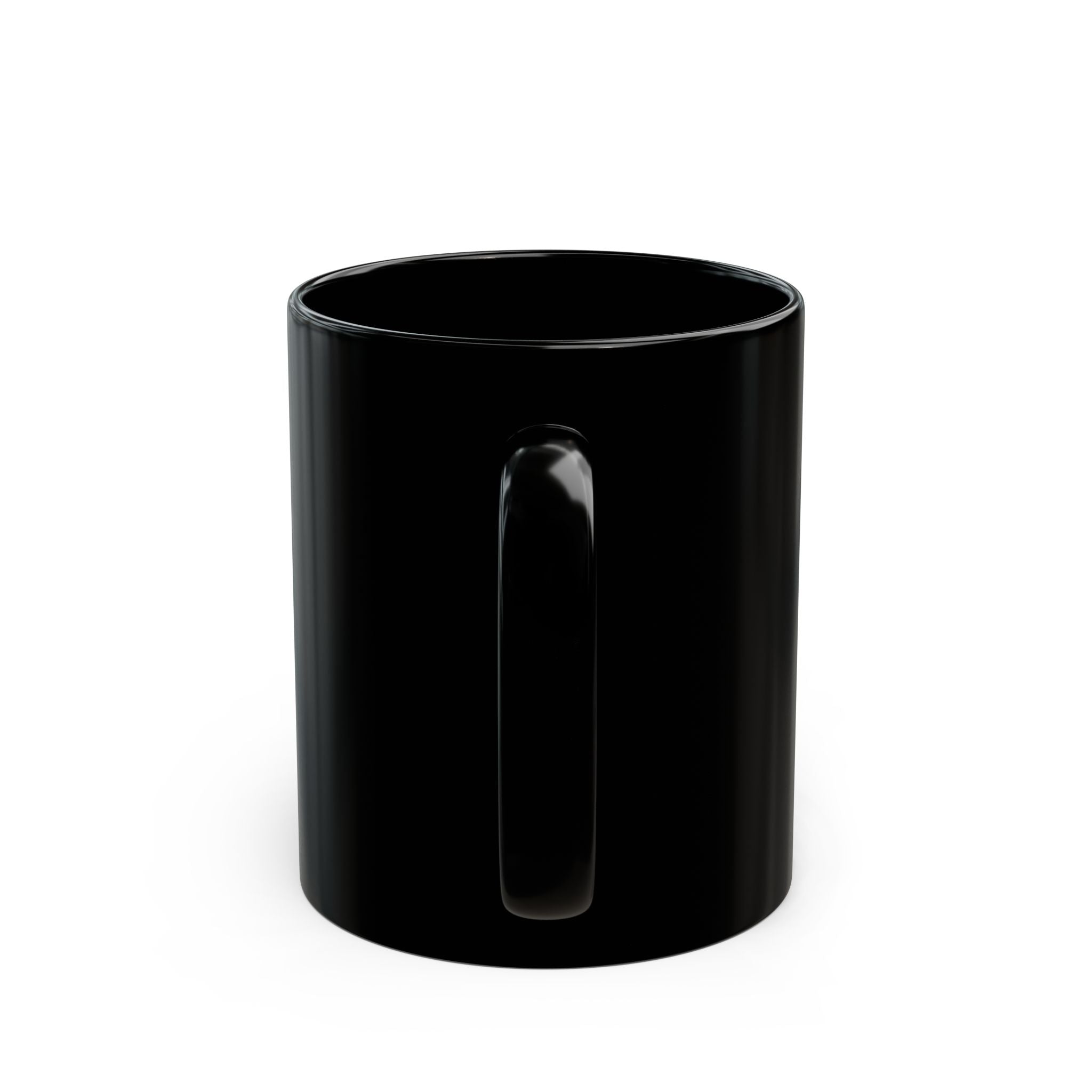 Fir Tree Ring Print Black Ceramic Mug #6772