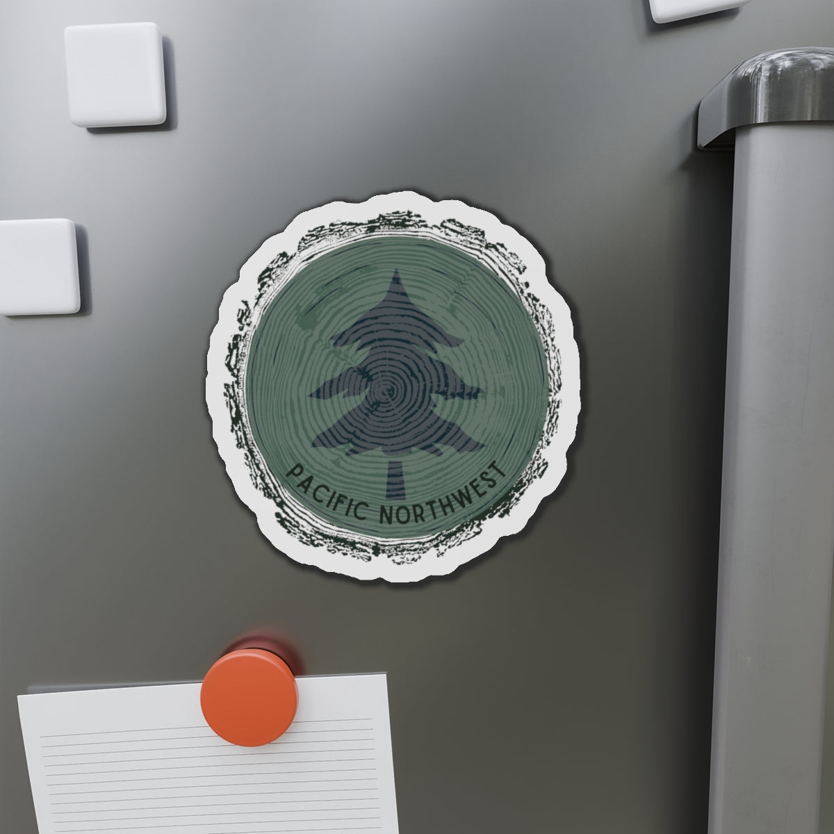 Pacific Northwest Woodgrain Tree Ring Die-Cut Magnet