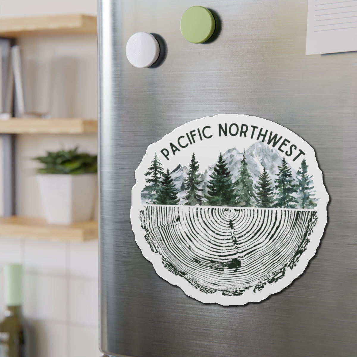 Pacific Northwest Tree Ring Die-Cut Magnet
