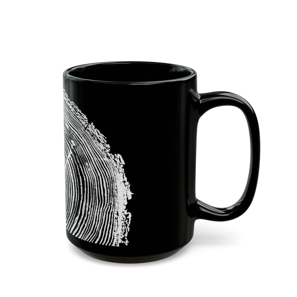 Fir Tree Ring Print Black Ceramic Mug #6772