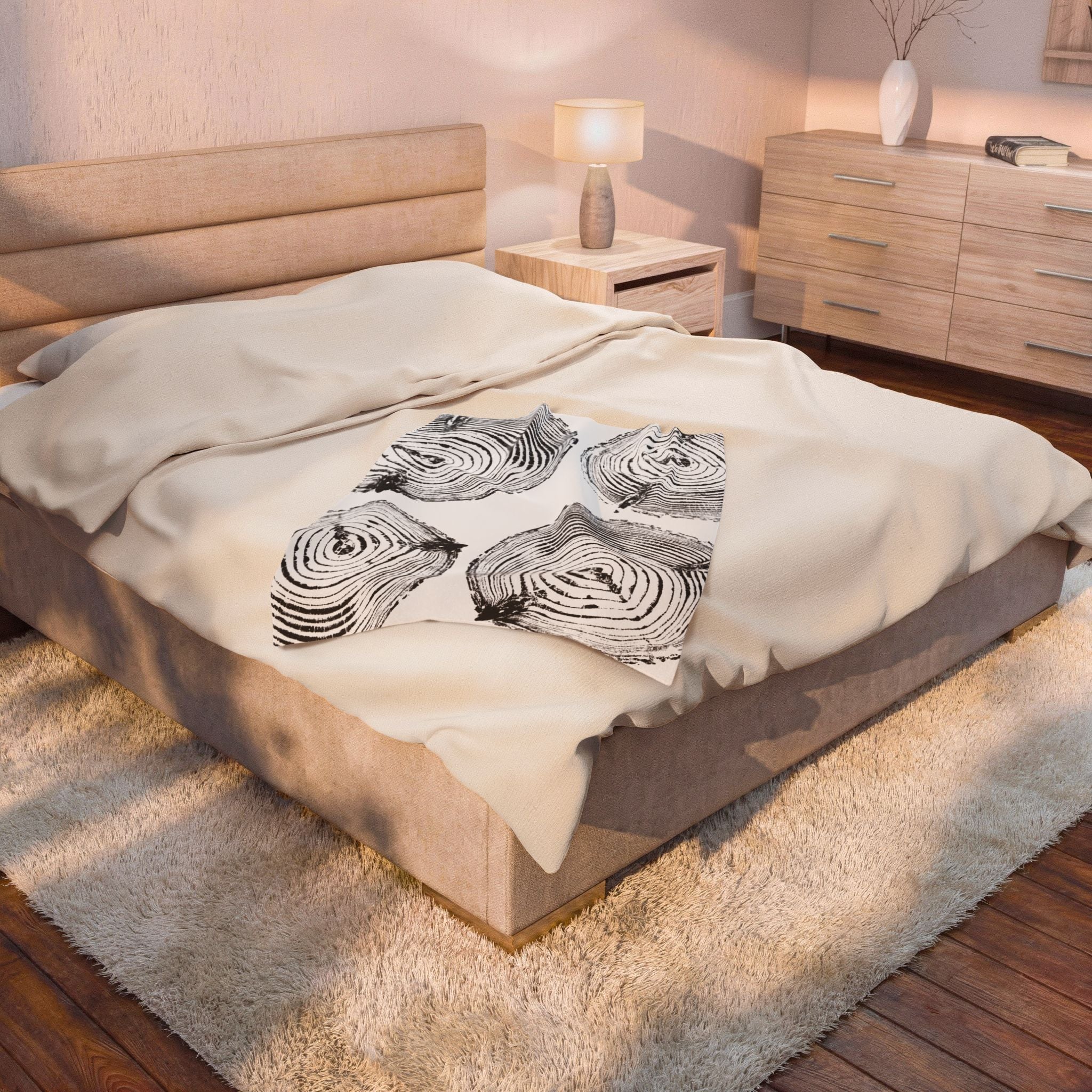 Woodcut Print Blanket | Plush Throw #6772
