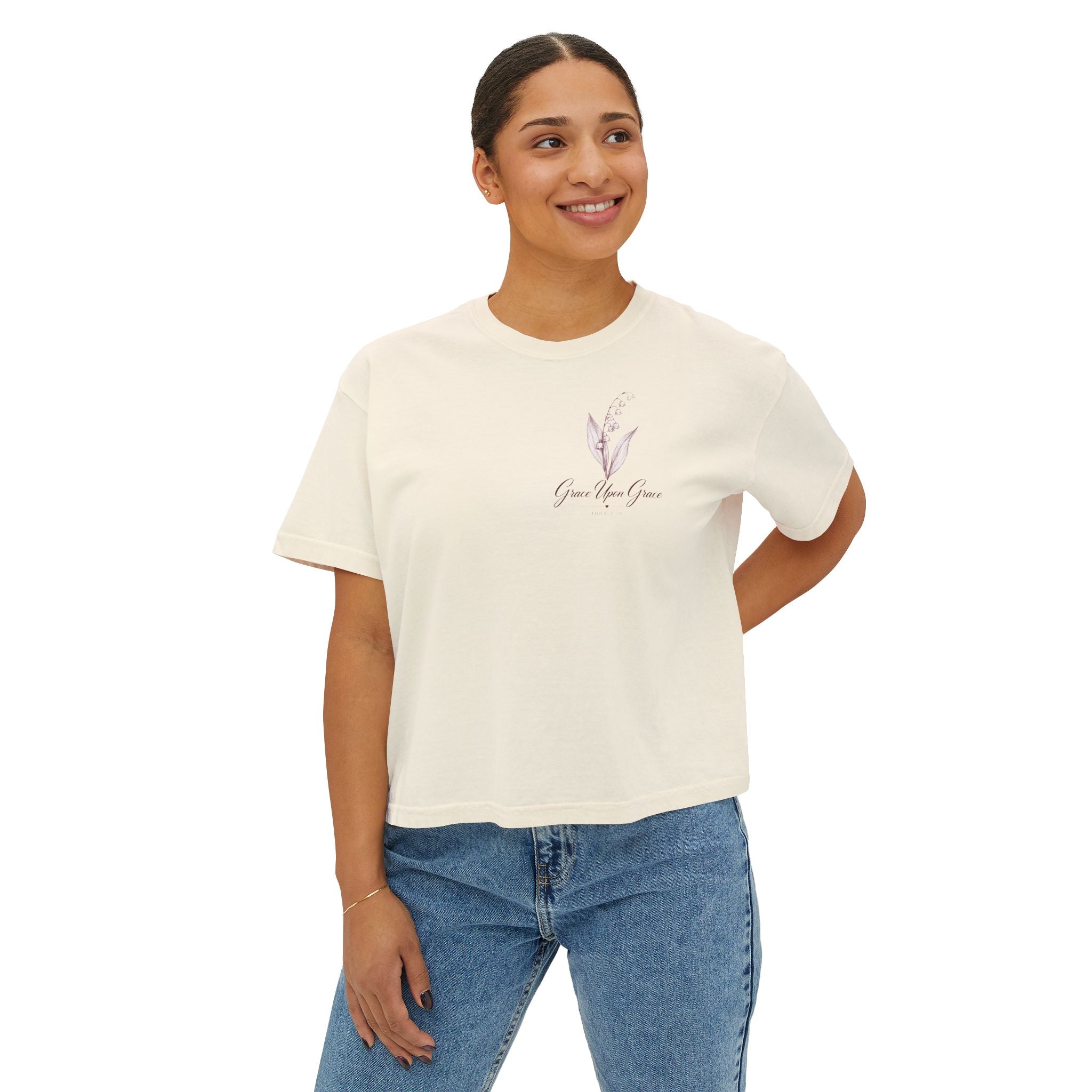 Grace Upon Grace: Lily of the Valley Floral Boxy Tee