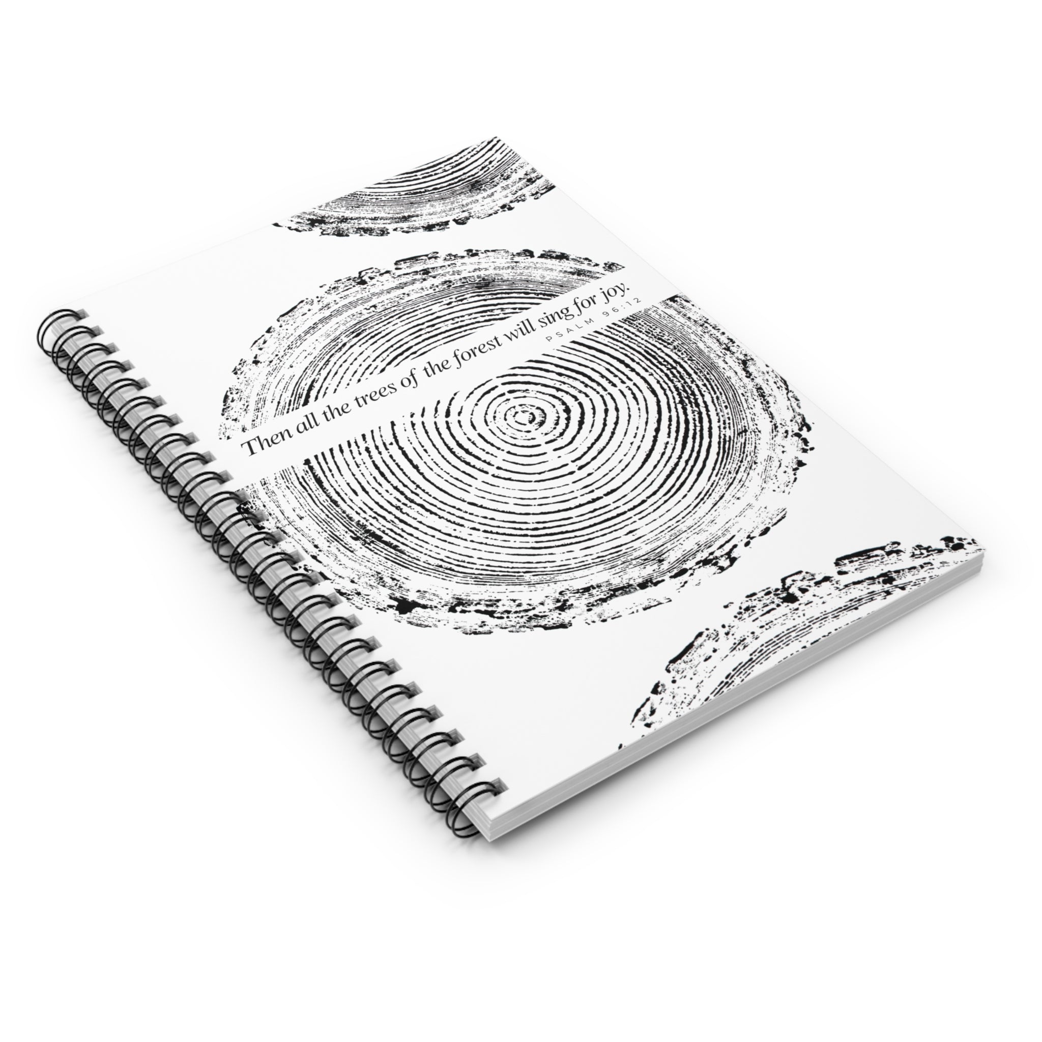 Woodcut Tree Ring Spiral Notebook Psalm 96:12 #0398