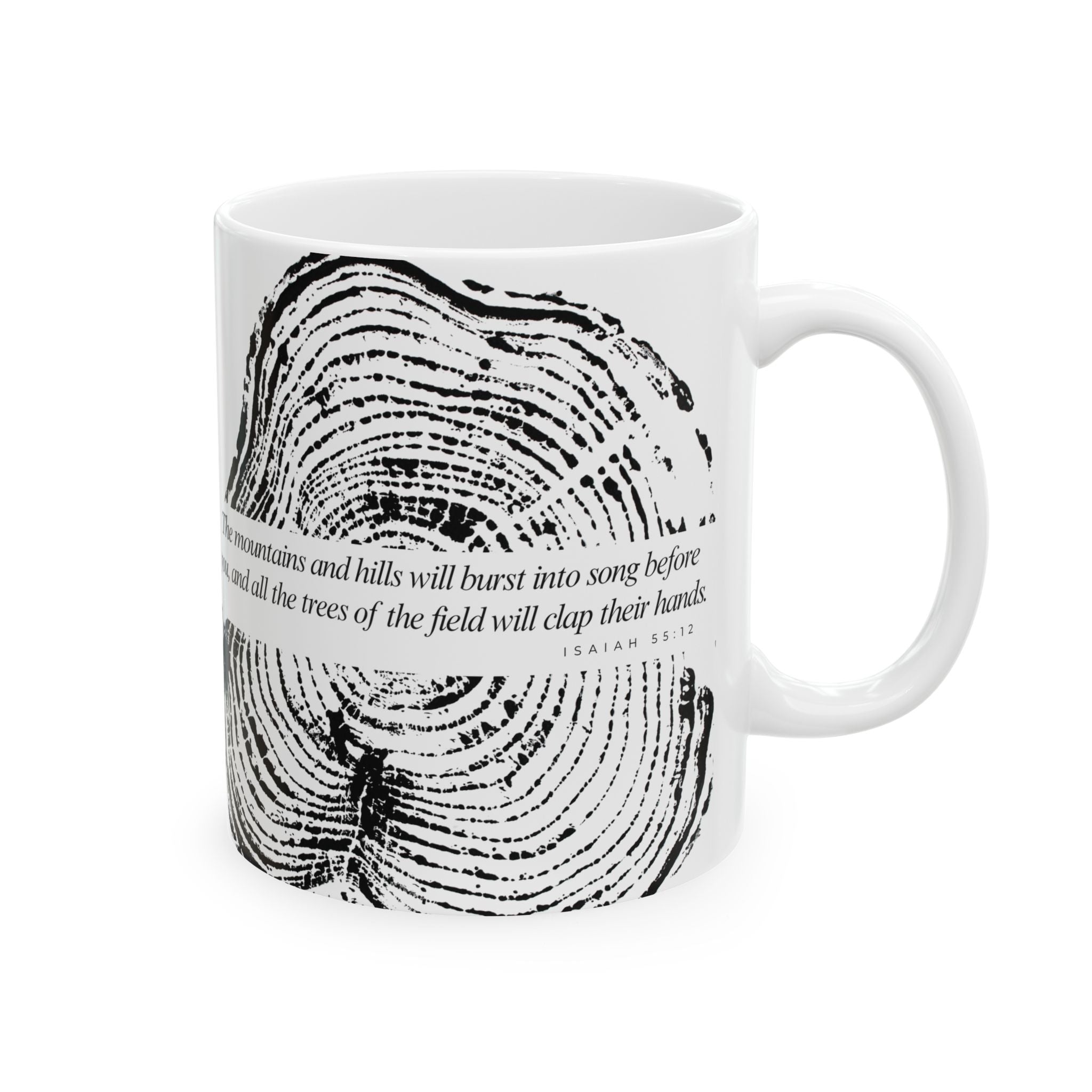 Woodcut Print Ceramic Mug Isaiah 55:12 #0405 (11oz | 15oz)