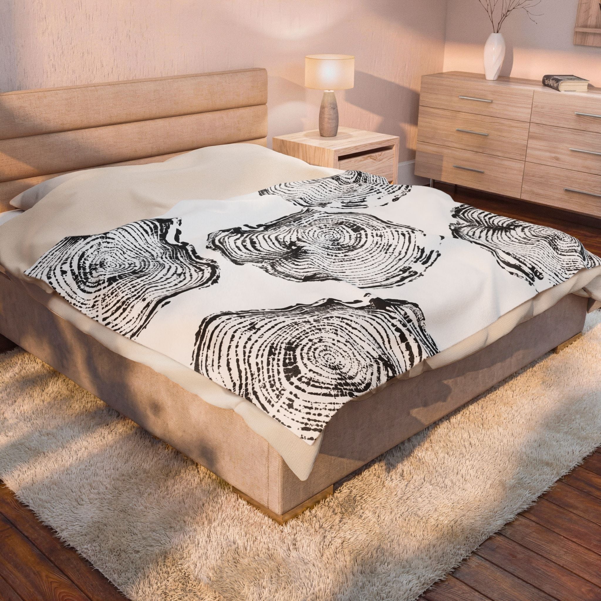 Woodcut Print Blanket | Plush Throw #0404