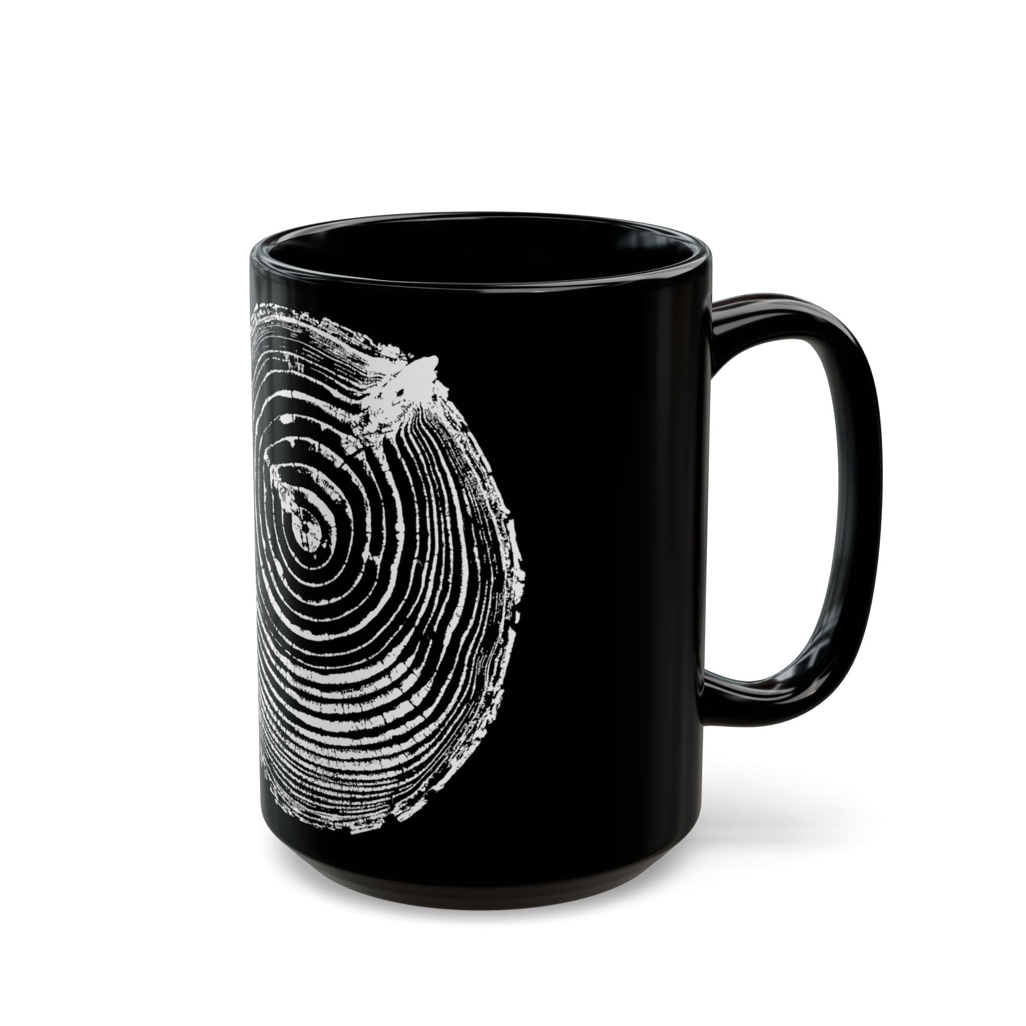 Cottonwood Tree Ring Print Black Ceramic Mug #6770