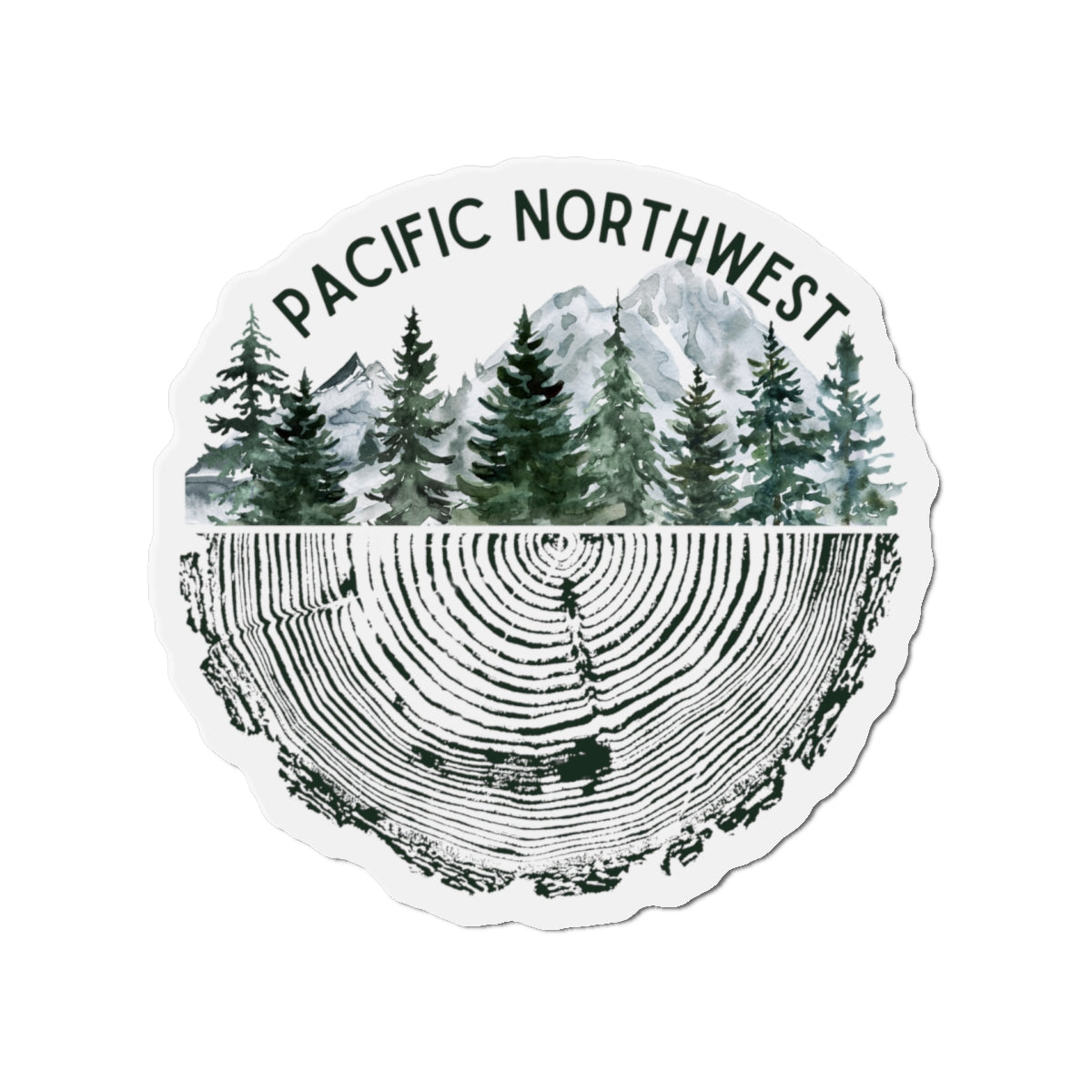 Pacific Northwest Tree Ring Die-Cut Magnet