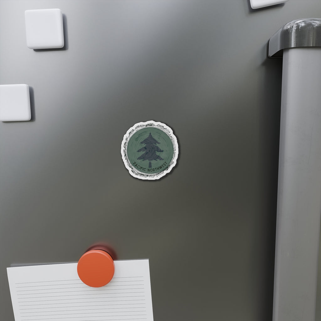 Pacific Northwest Woodgrain Tree Ring Die-Cut Magnet