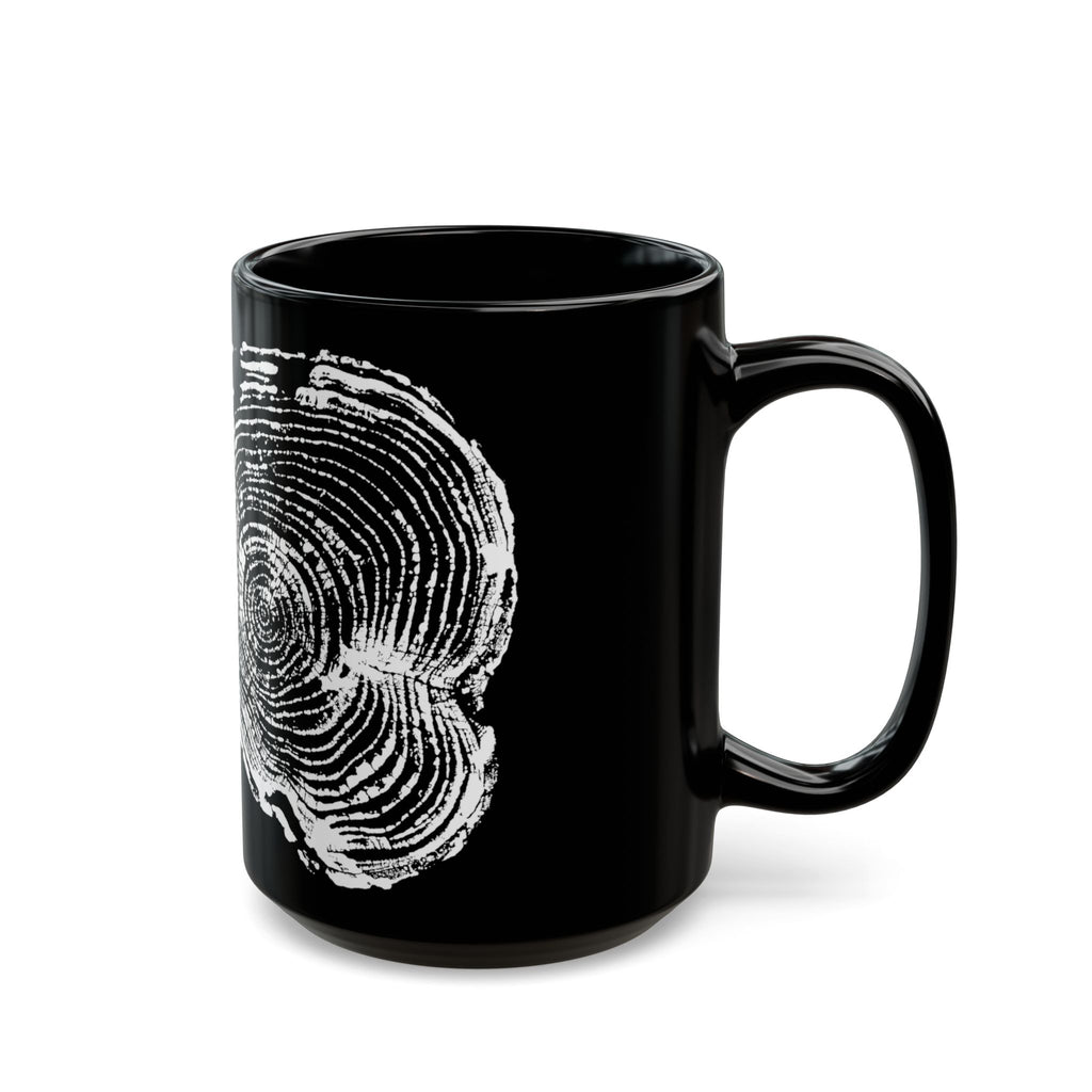 Cottonwood Tree Ring Print Black Ceramic Mug #0405