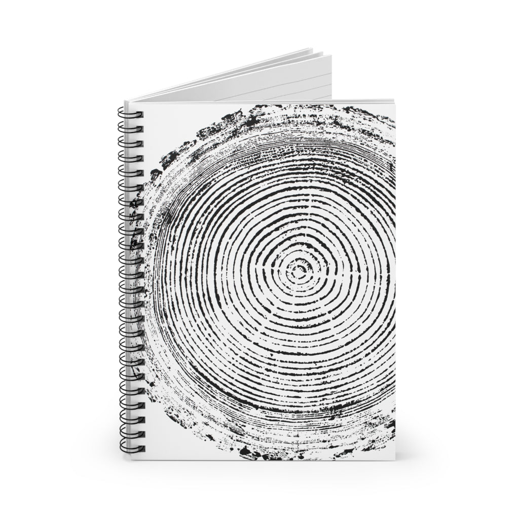 Tree Ring Woodcut Print Spiral Notebook #0398