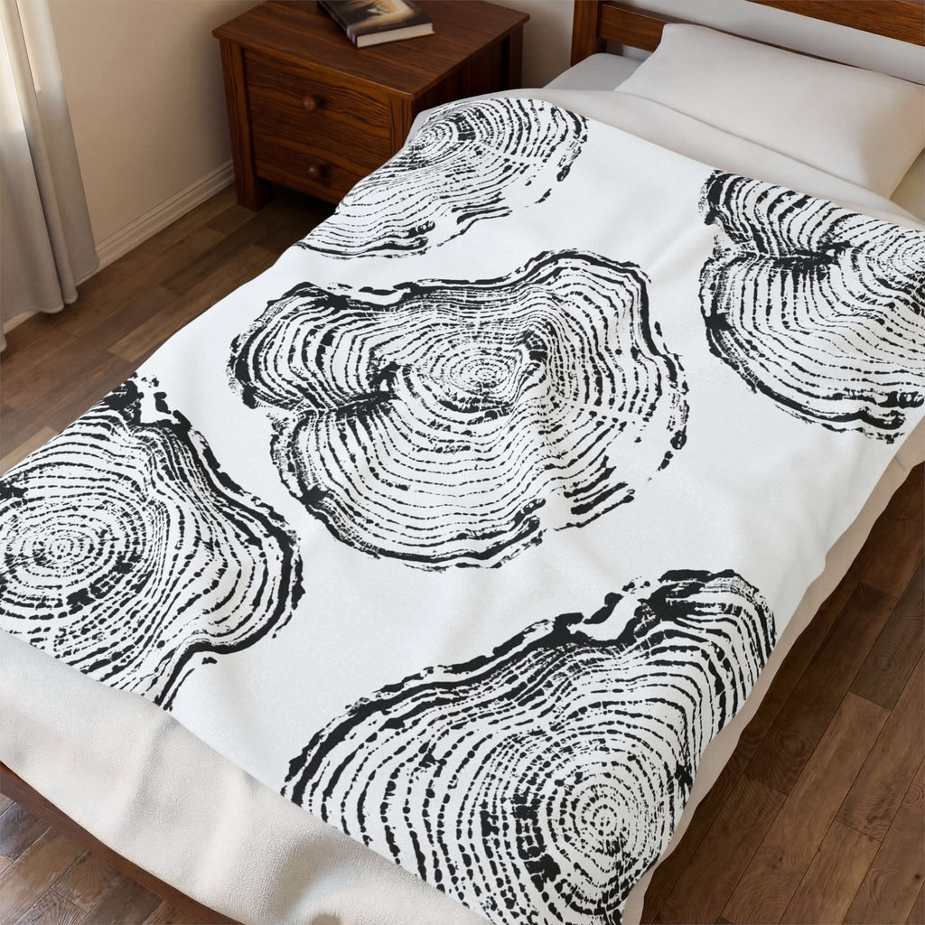 Woodcut Print Blanket | Plush Throw #0404
