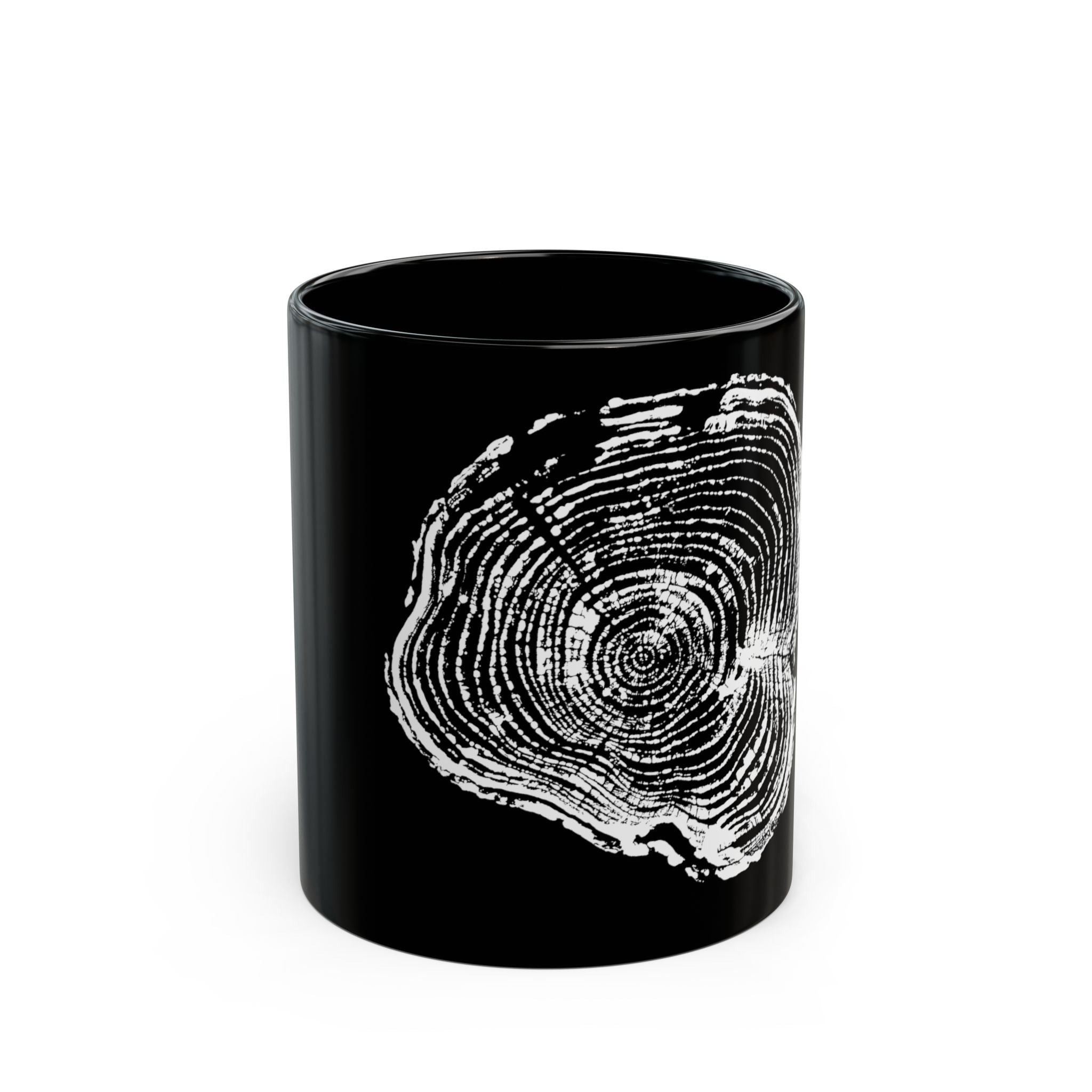 Cottonwood Tree Ring Print Black Ceramic Mug #0405