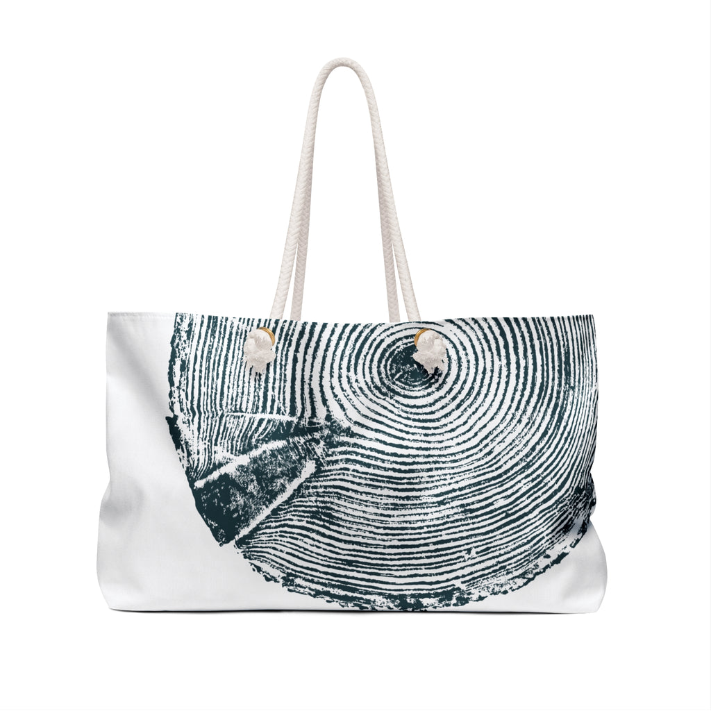 Hemlock Tree Ring Weekender Bag Teal Blue Abyss