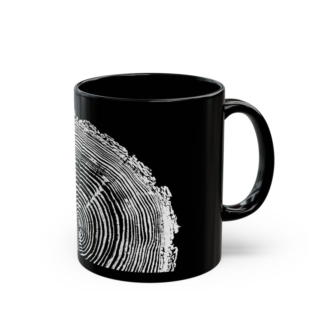 Fir Tree Ring Print Black Ceramic Mug #6772