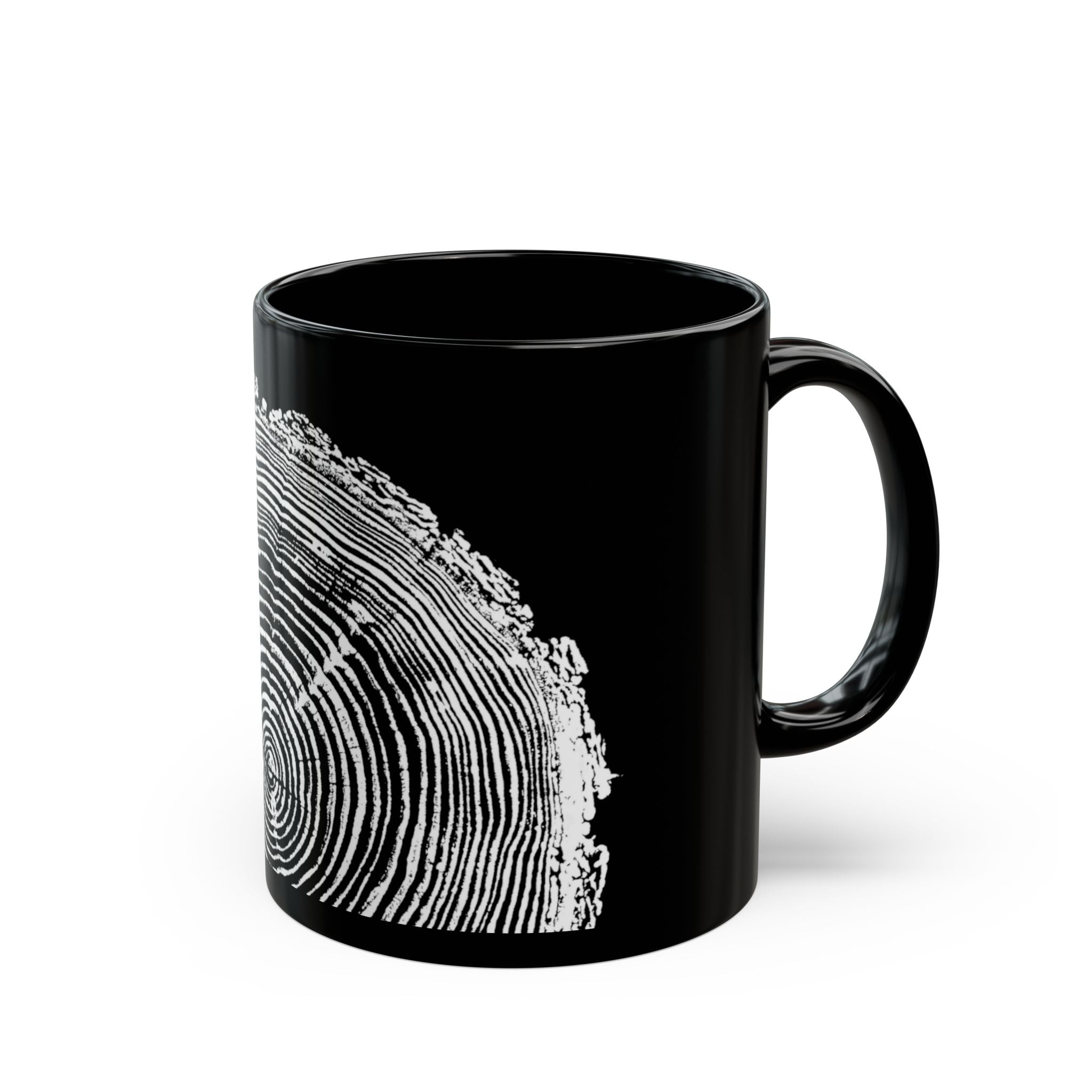 Fir Tree Ring Print Black Ceramic Mug #6772