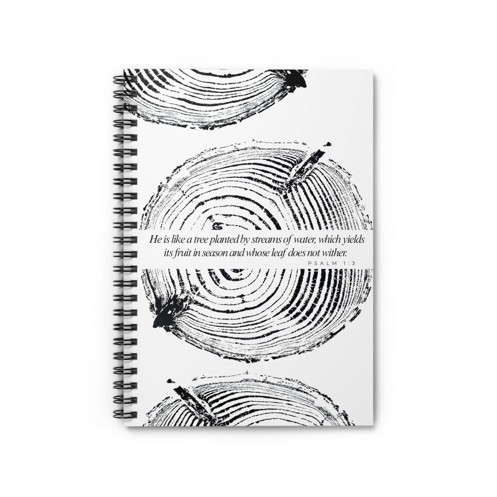 Woodcut Tree Ring Spiral Notebook Psalm 1:3 #6770