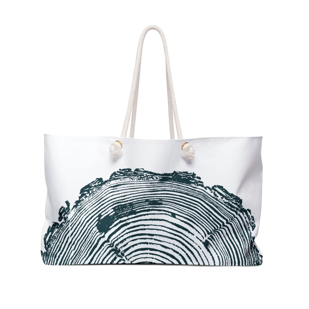Fir Tree Ring Weekender Bag Teal Blue Abyss