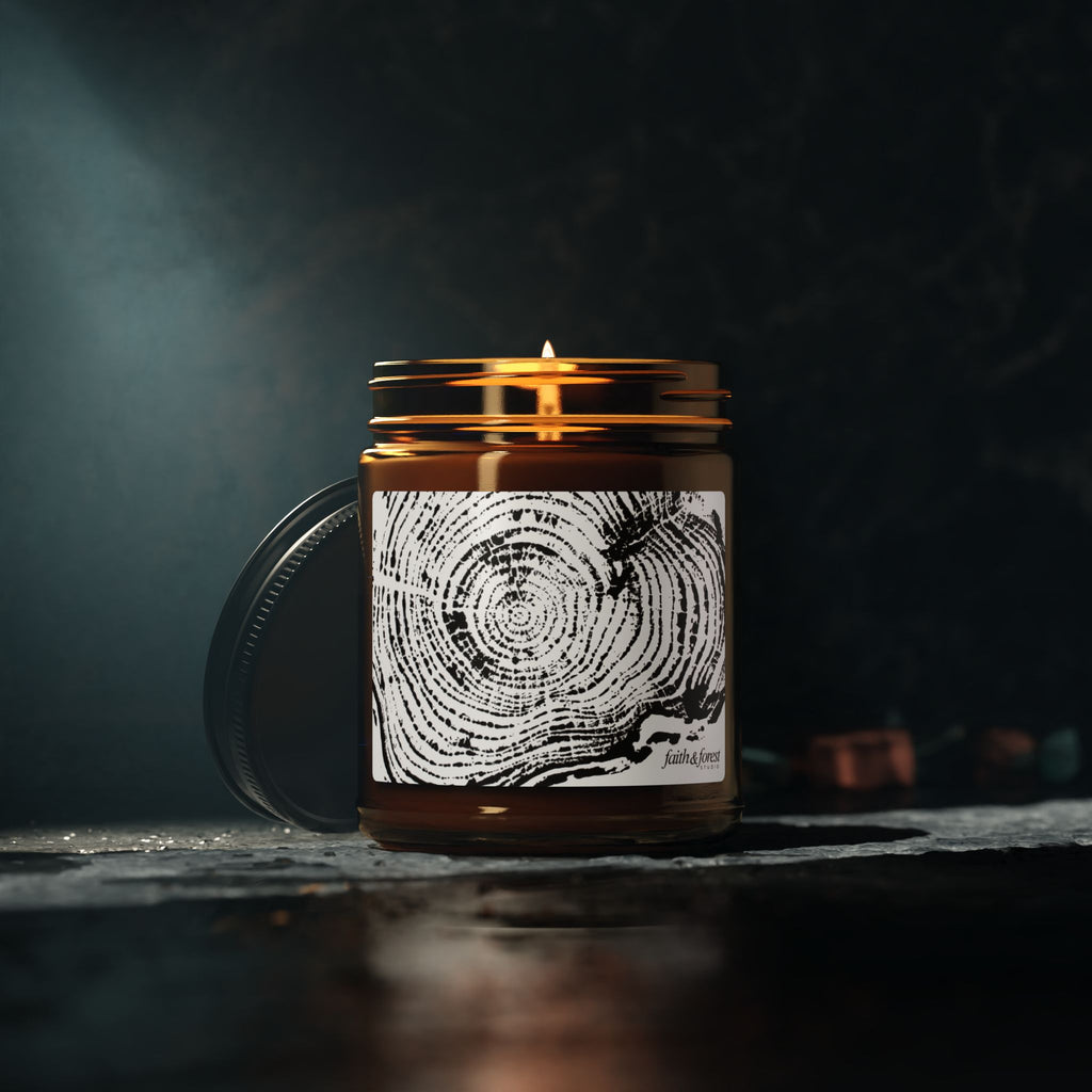 Woodcut Relief Print 9oz Soy Candle #0403