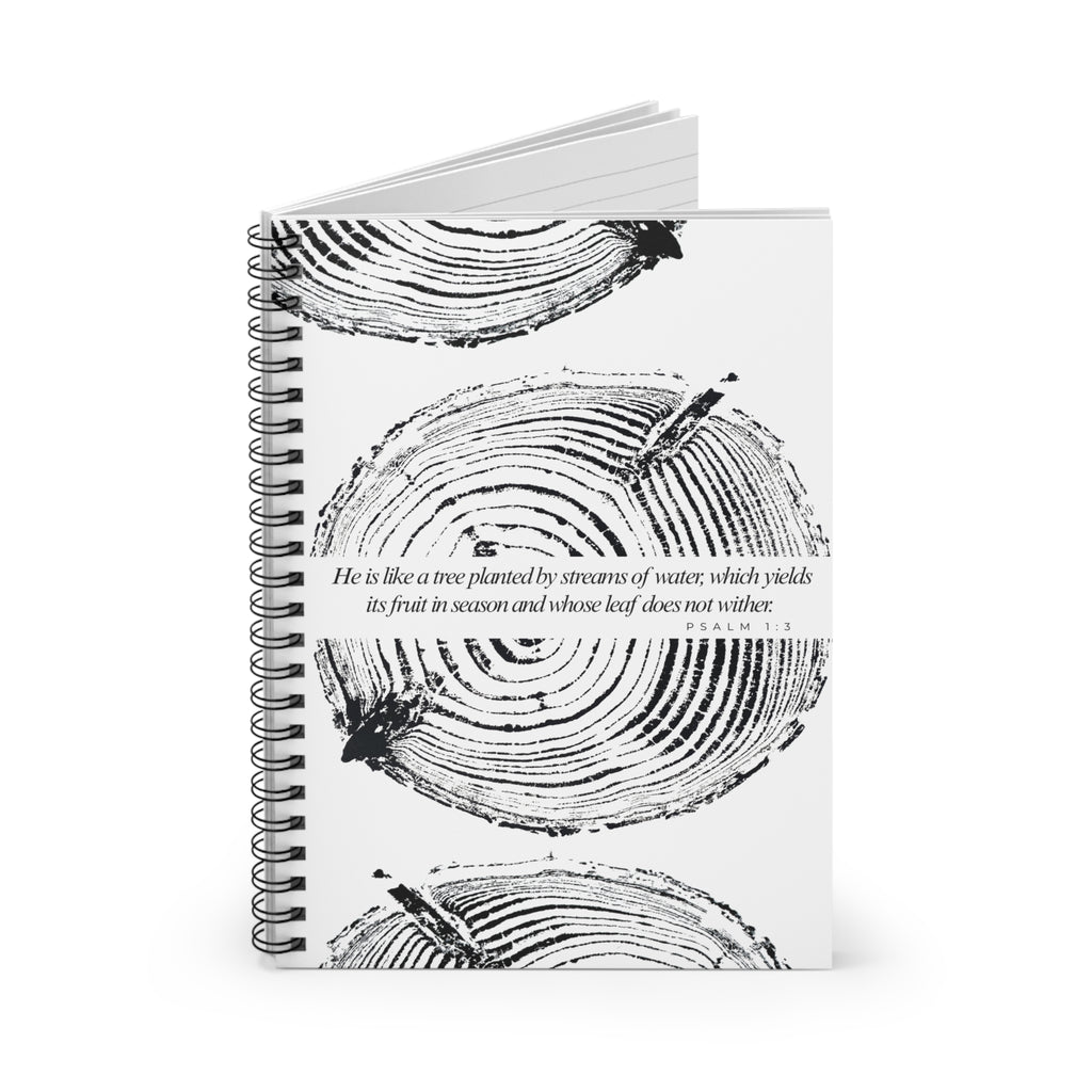 Woodcut Tree Ring Spiral Notebook Psalm 1:3 #6770