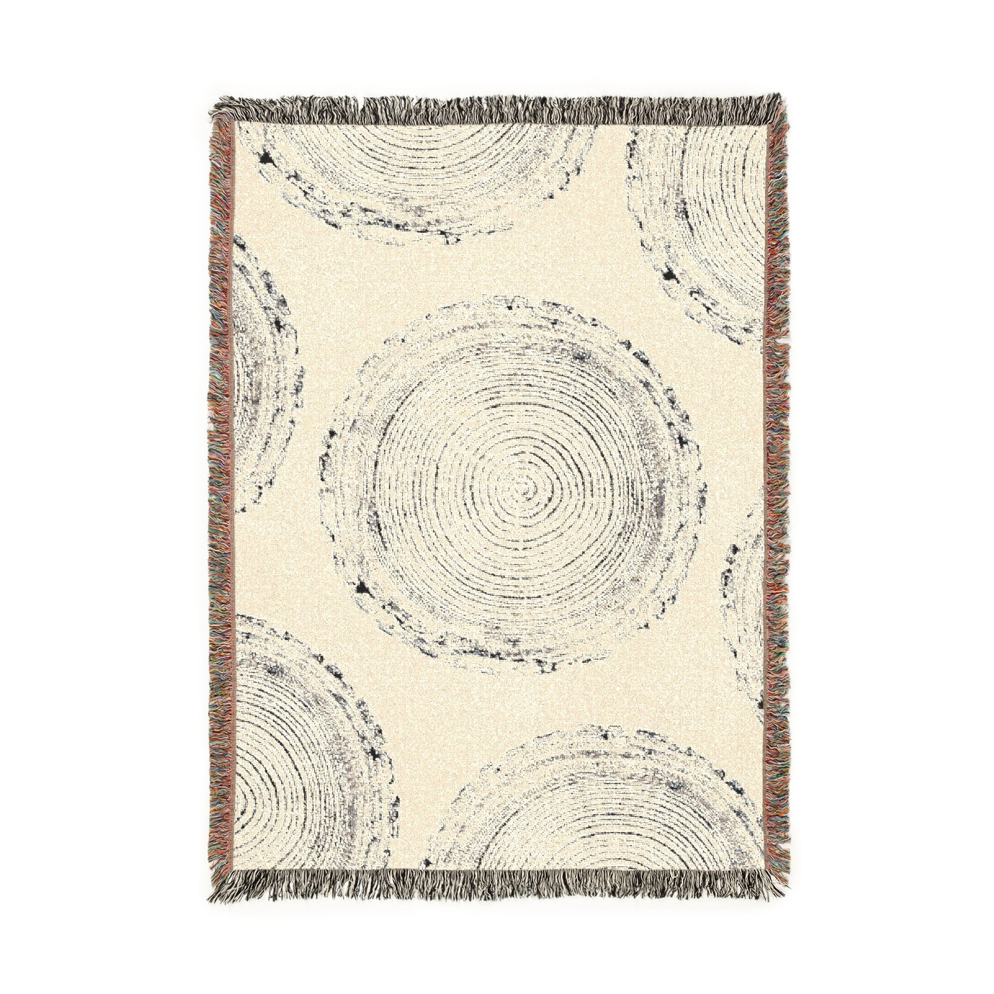 Woodcut Relief Print Woven Blanket #0398