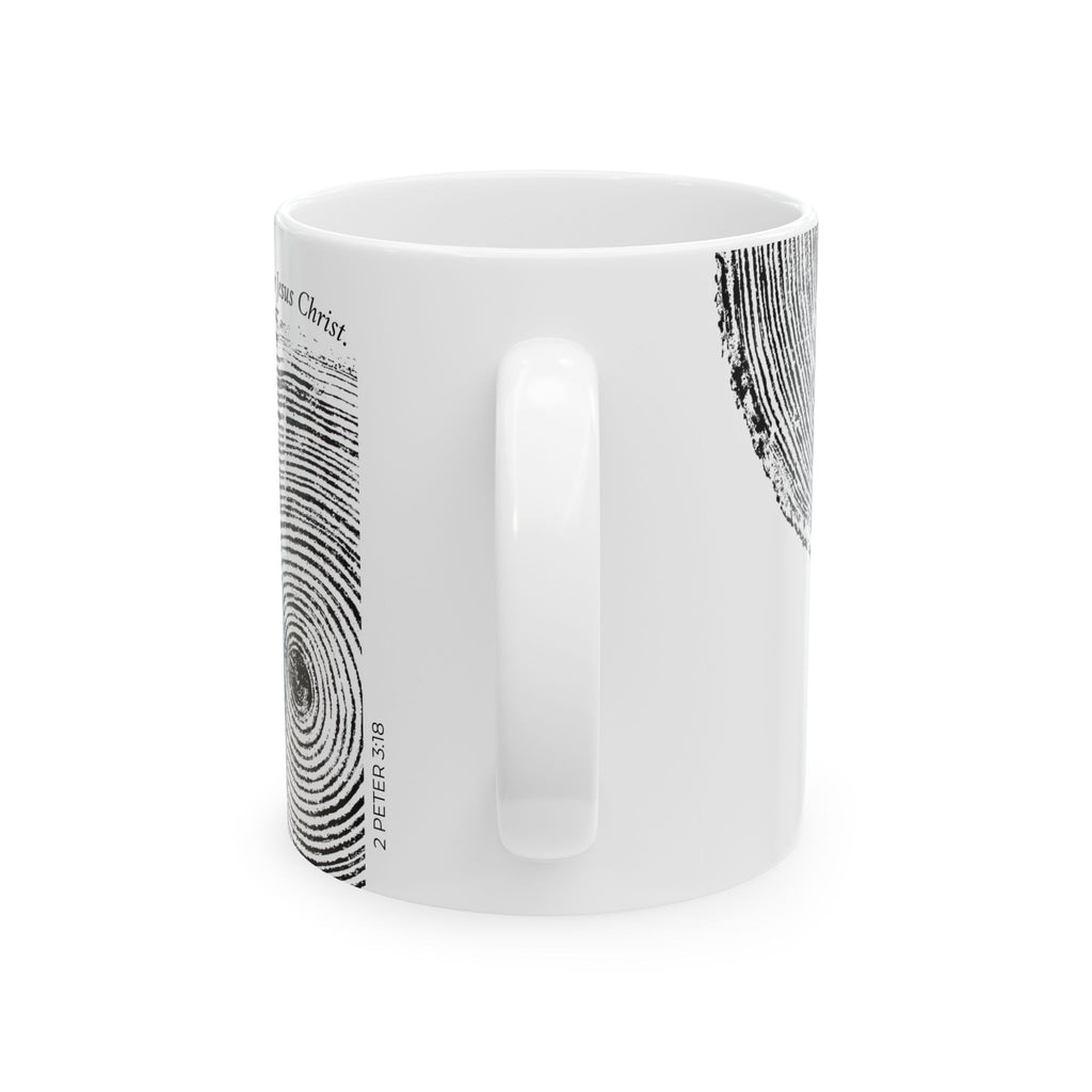 Woodcut Print Ceramic Mug 2 Peter 3:18 #0410 (11oz | 15oz)