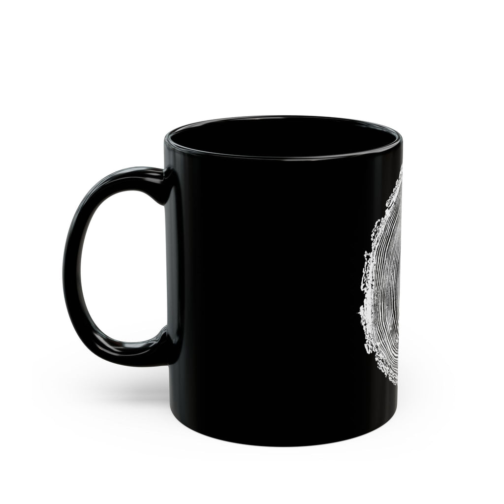 Fir Tree Ring Print Black Ceramic Mug #6772