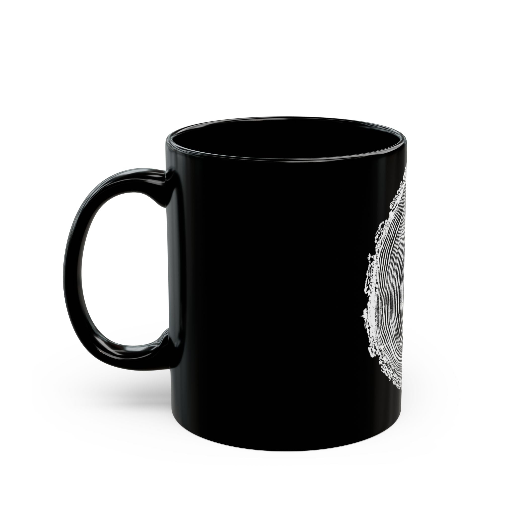 Fir Tree Ring Print Black Ceramic Mug #6772