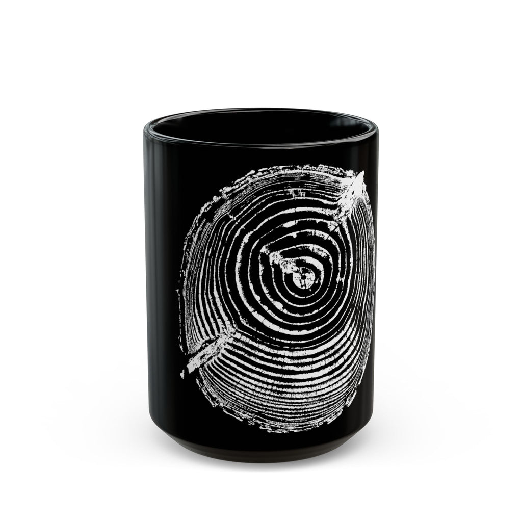 Cottonwood Tree Ring Print Black Ceramic Mug #6770