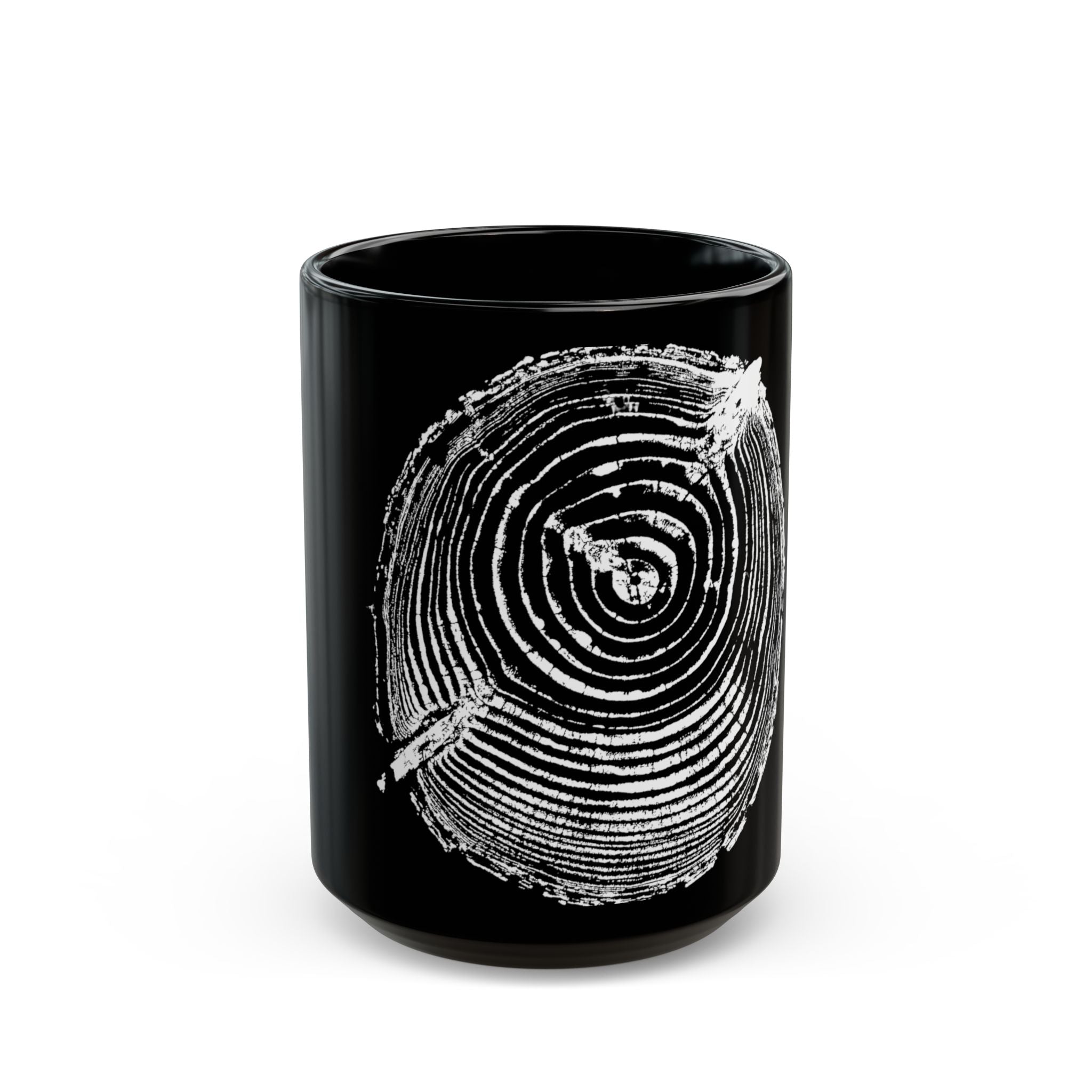 Cottonwood Tree Ring Print Black Ceramic Mug #6770