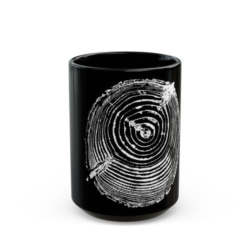 Cottonwood Tree Ring Print Black Ceramic Mug #6770