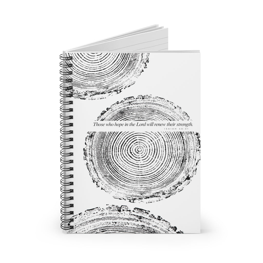 Woodcut Tree Ring Spiral Notebook Isaiah 40:31 #0398