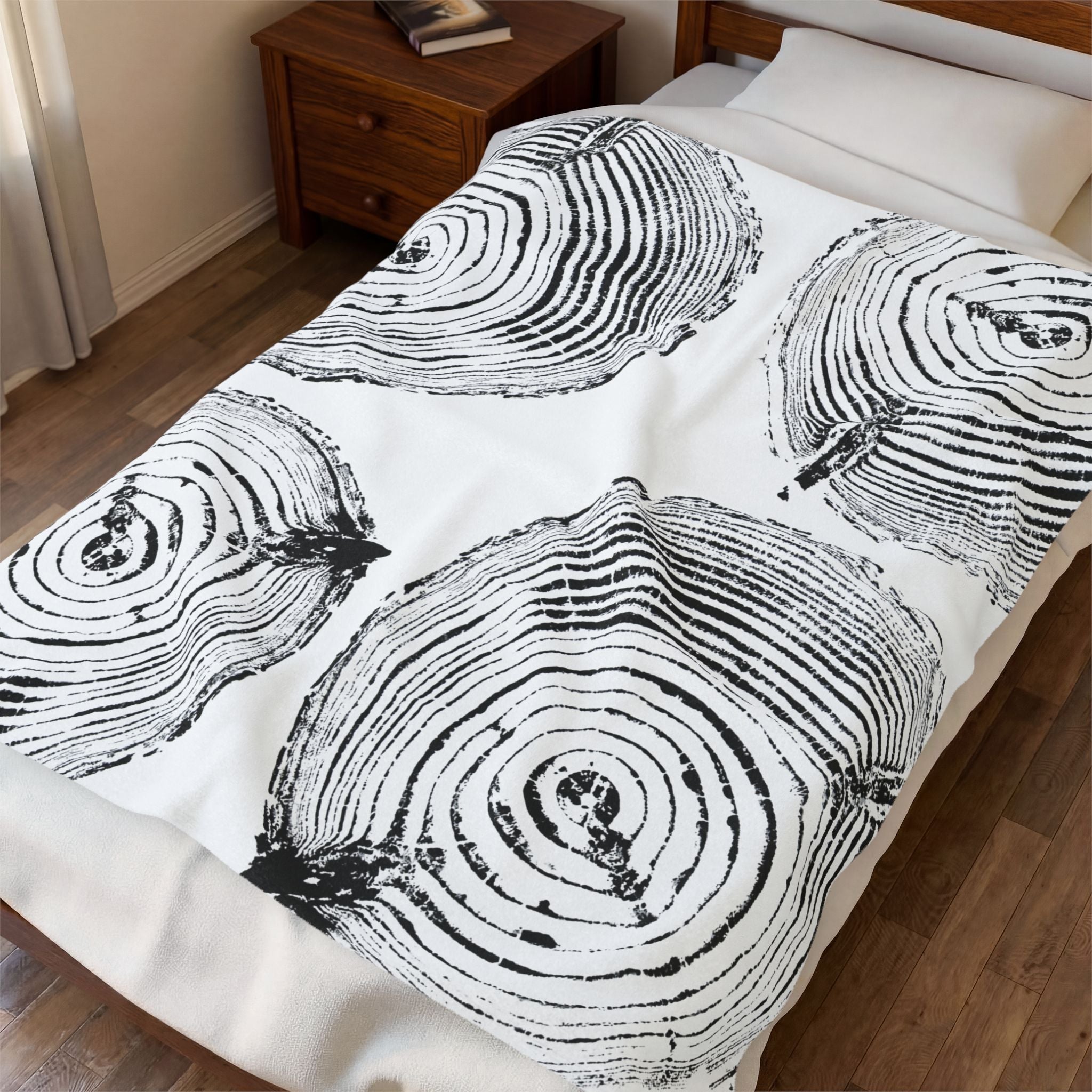 Woodcut Print Blanket | Plush Throw #6772