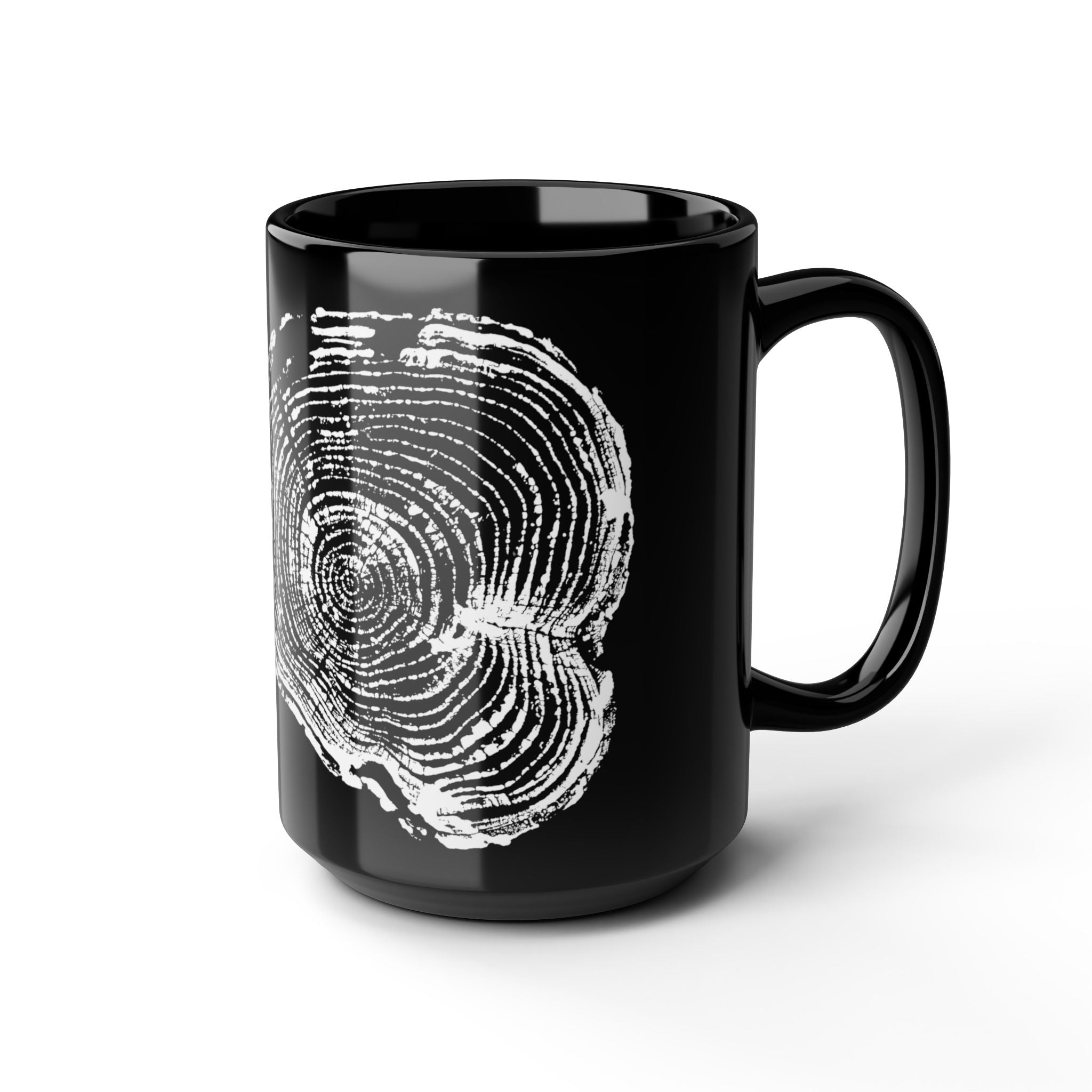 Cottonwood Tree Ring Print Black Ceramic Mug #0405