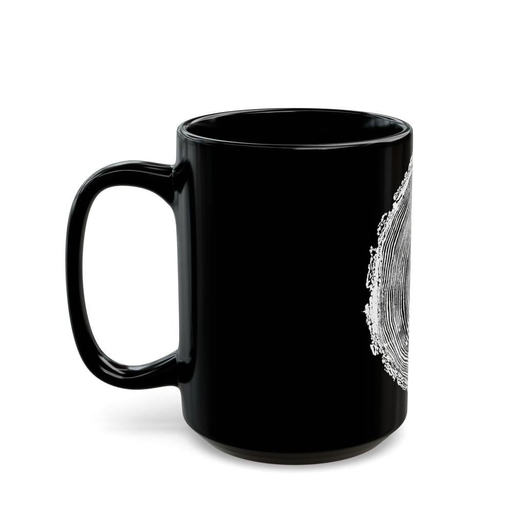 Fir Tree Ring Print Black Ceramic Mug #6772